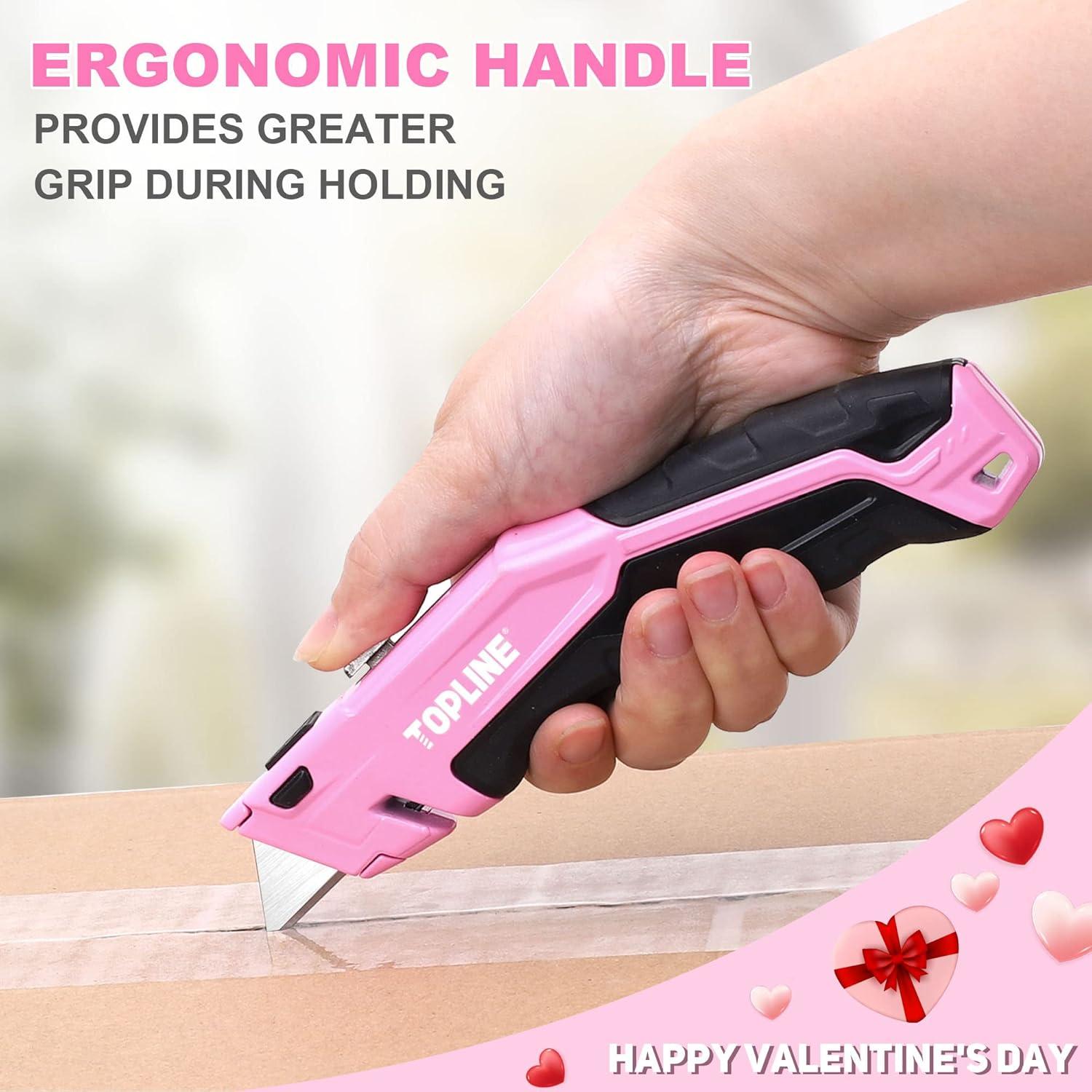 Cuchillo Utilitario Retráctil Rosa Topline con 18 Cuchillas SK5