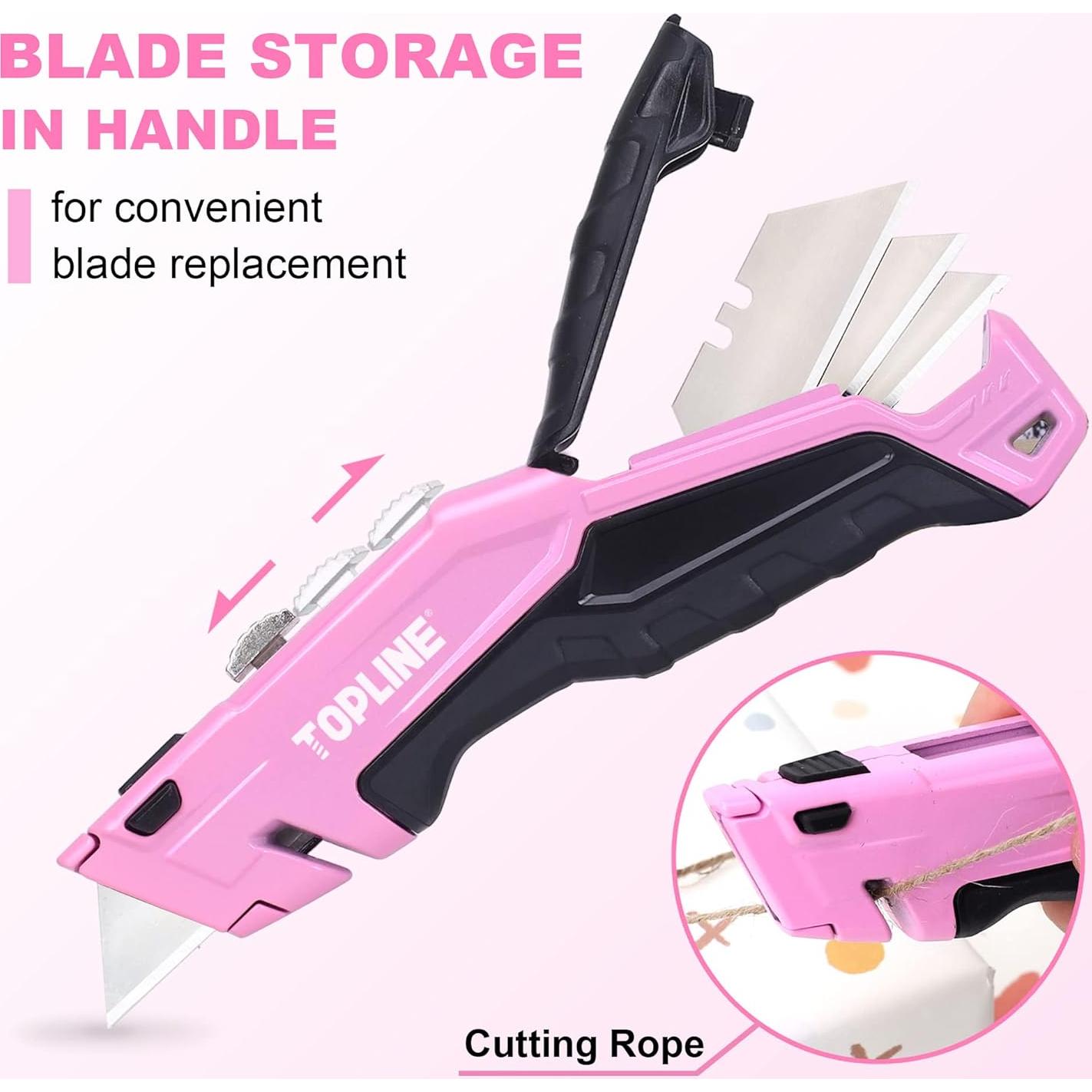 Cuchillo Utilitario Retráctil Rosa Topline con 18 Cuchillas SK5