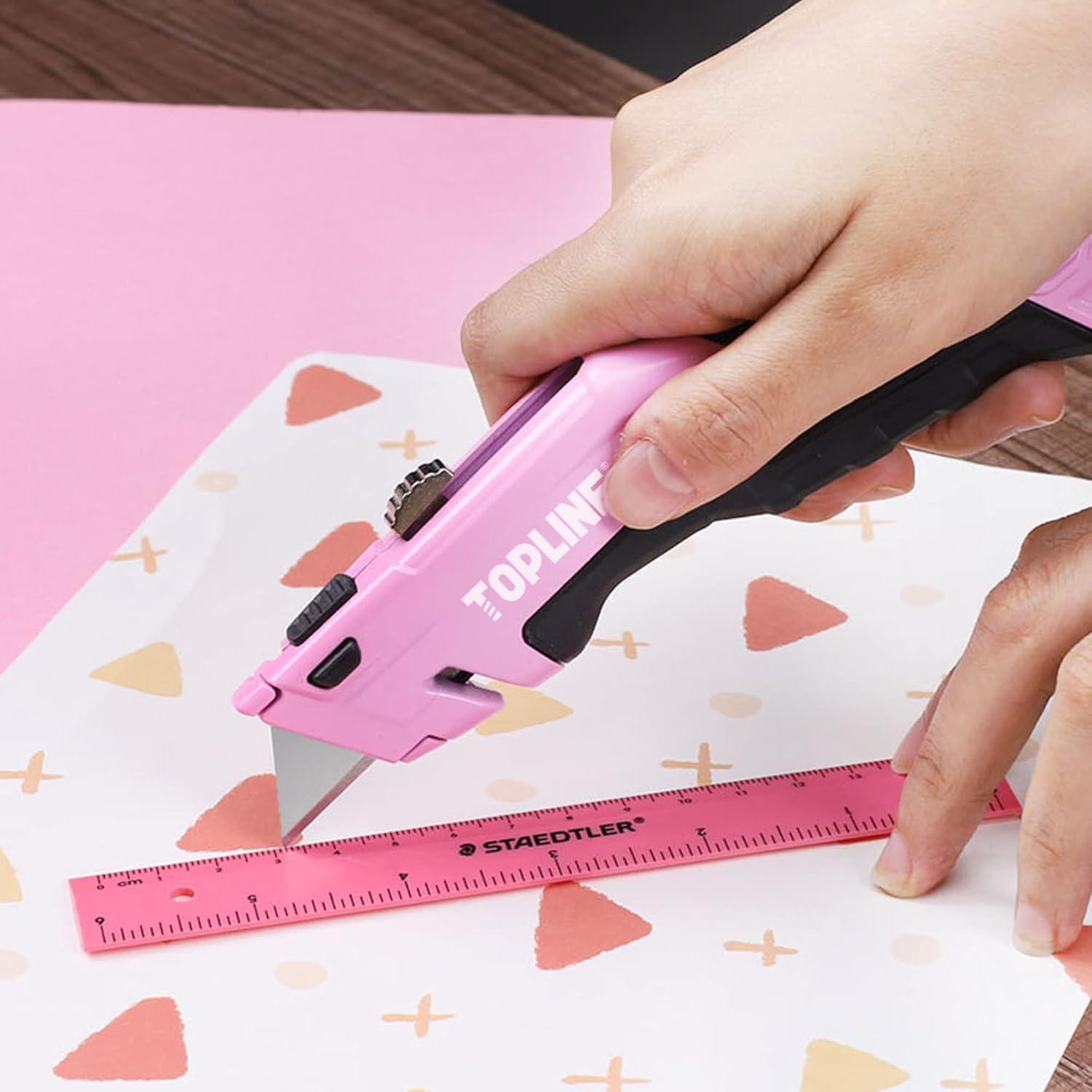 Cuchillo Utilitario Retráctil Rosa Topline con 18 Cuchillas SK5