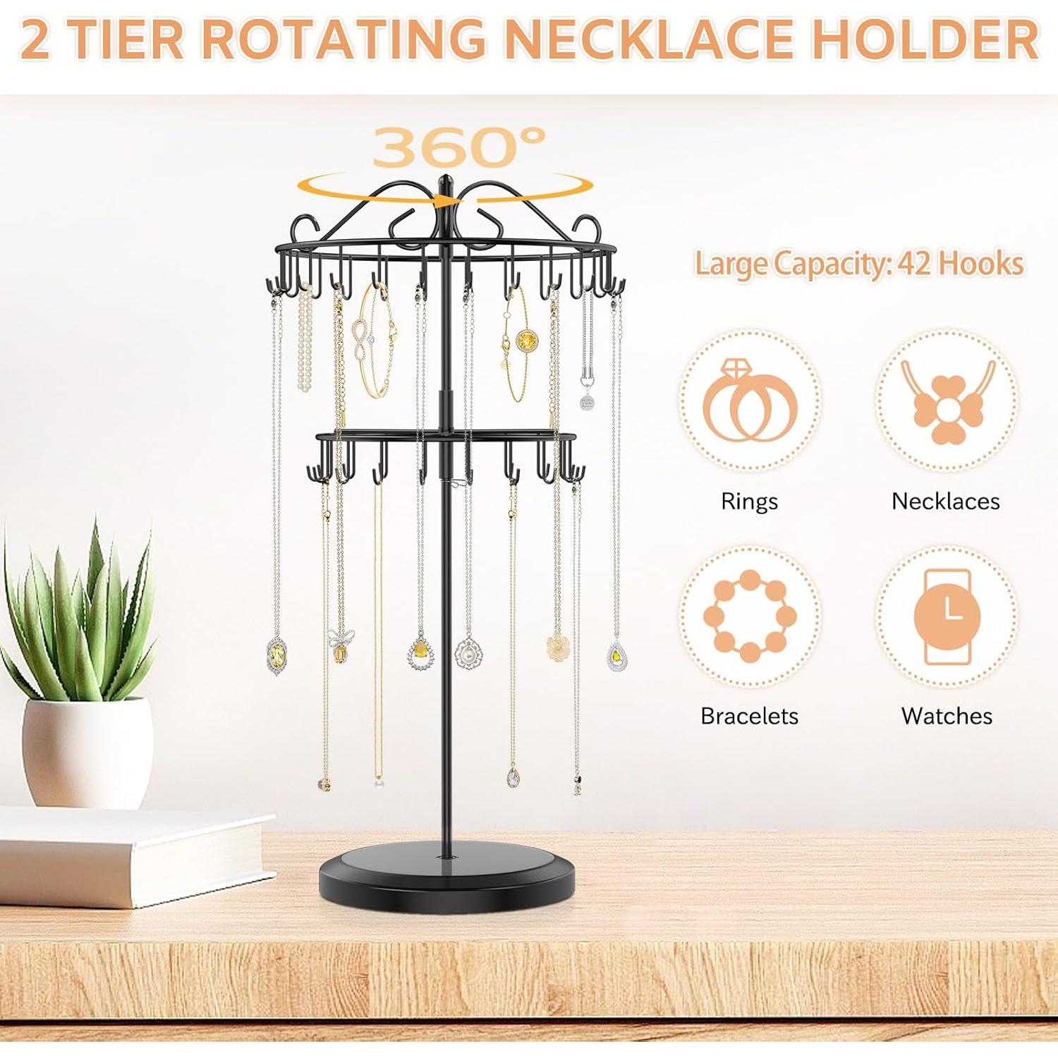 Soporte Organizador de Collares iDavosic.ly 2 Niveles Negro