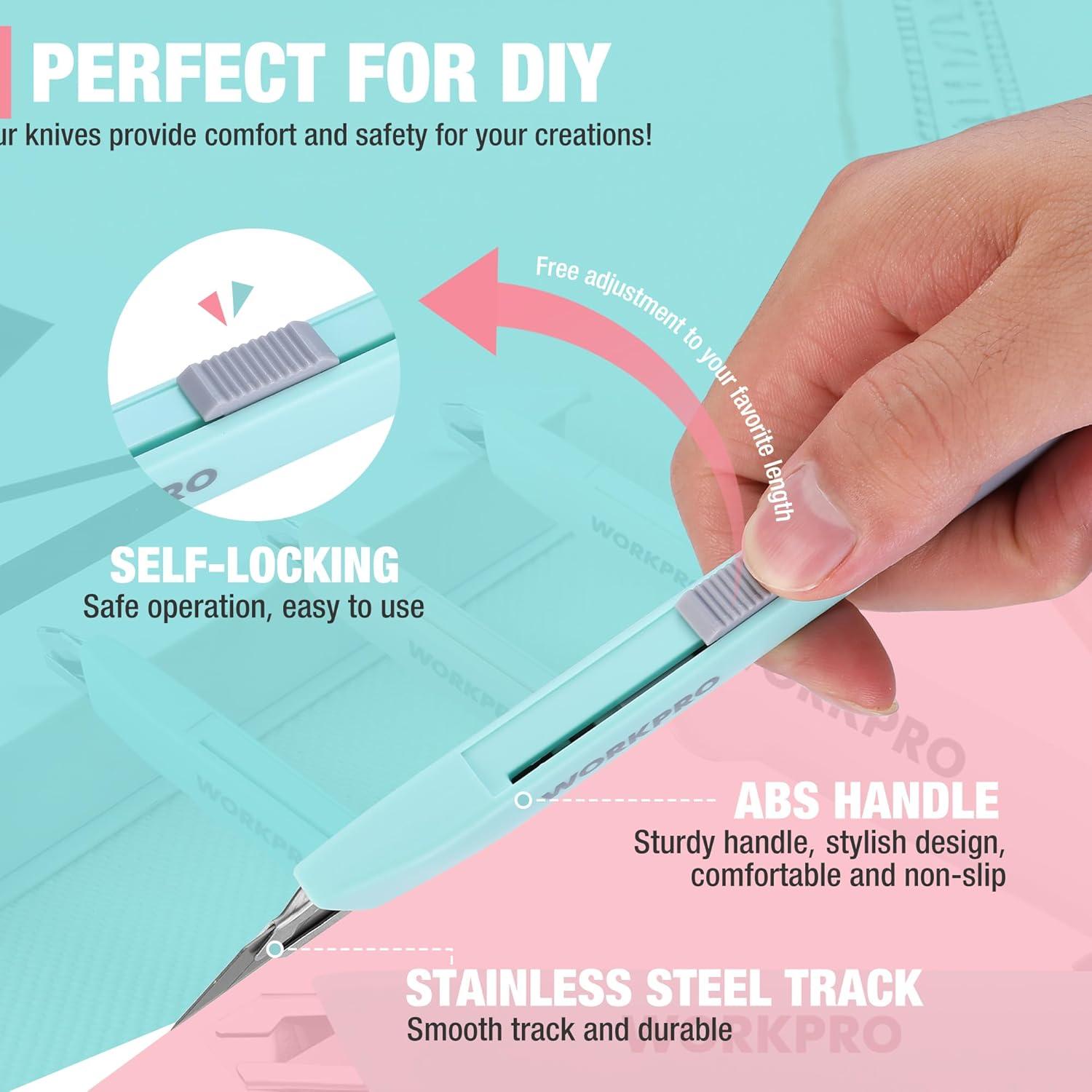 Cuchillo Utility WORKPRO Retráctil con 10 Hojas Extra 9mm