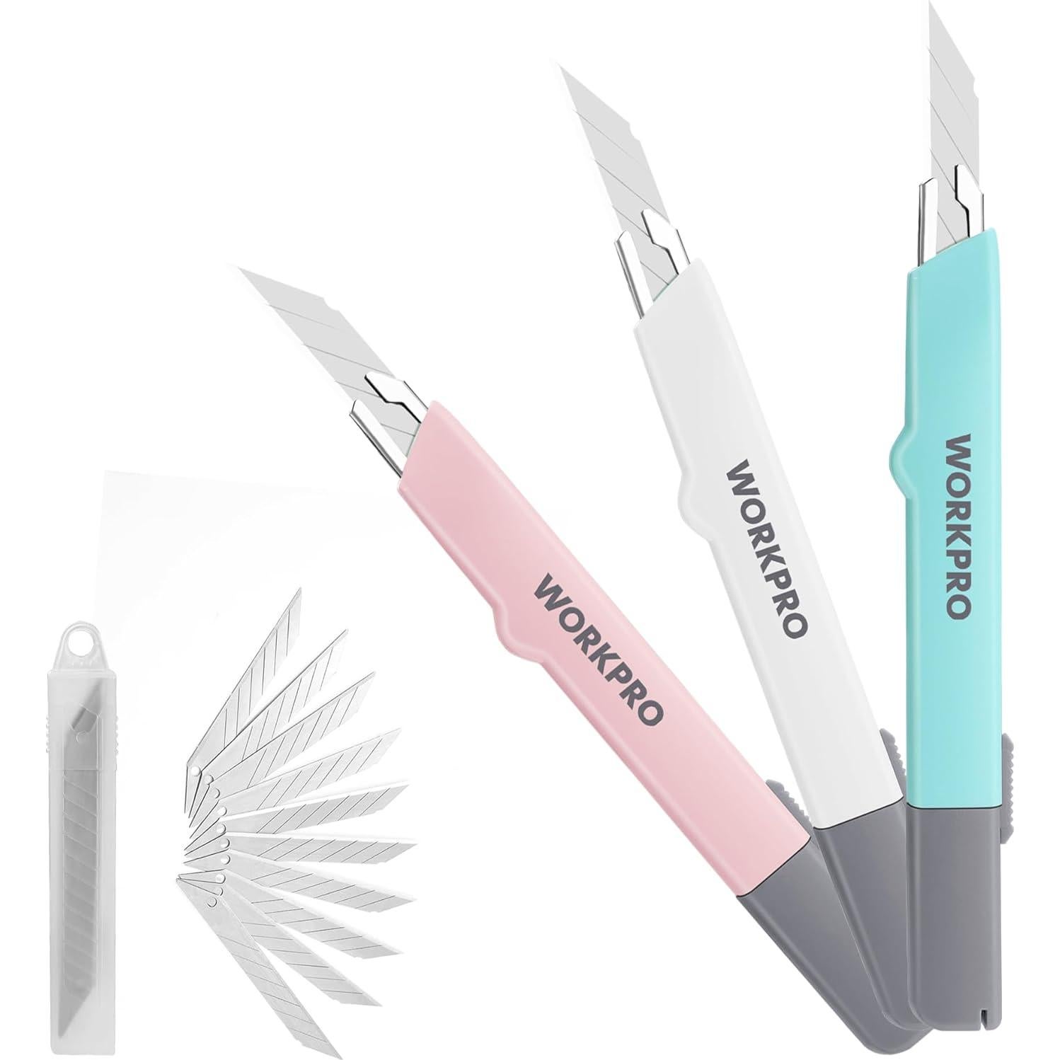 Cuchillo Utility WORKPRO Retráctil con 10 Hojas Extra 9mm