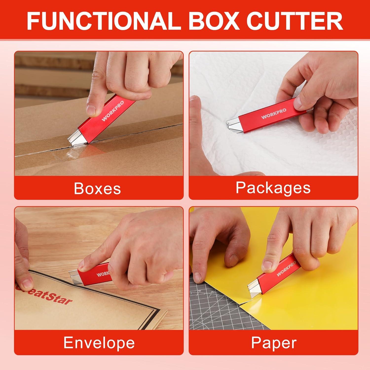 Cuchillo Cortador Retráctil WORKPRO con 12 Cuchillas Extra