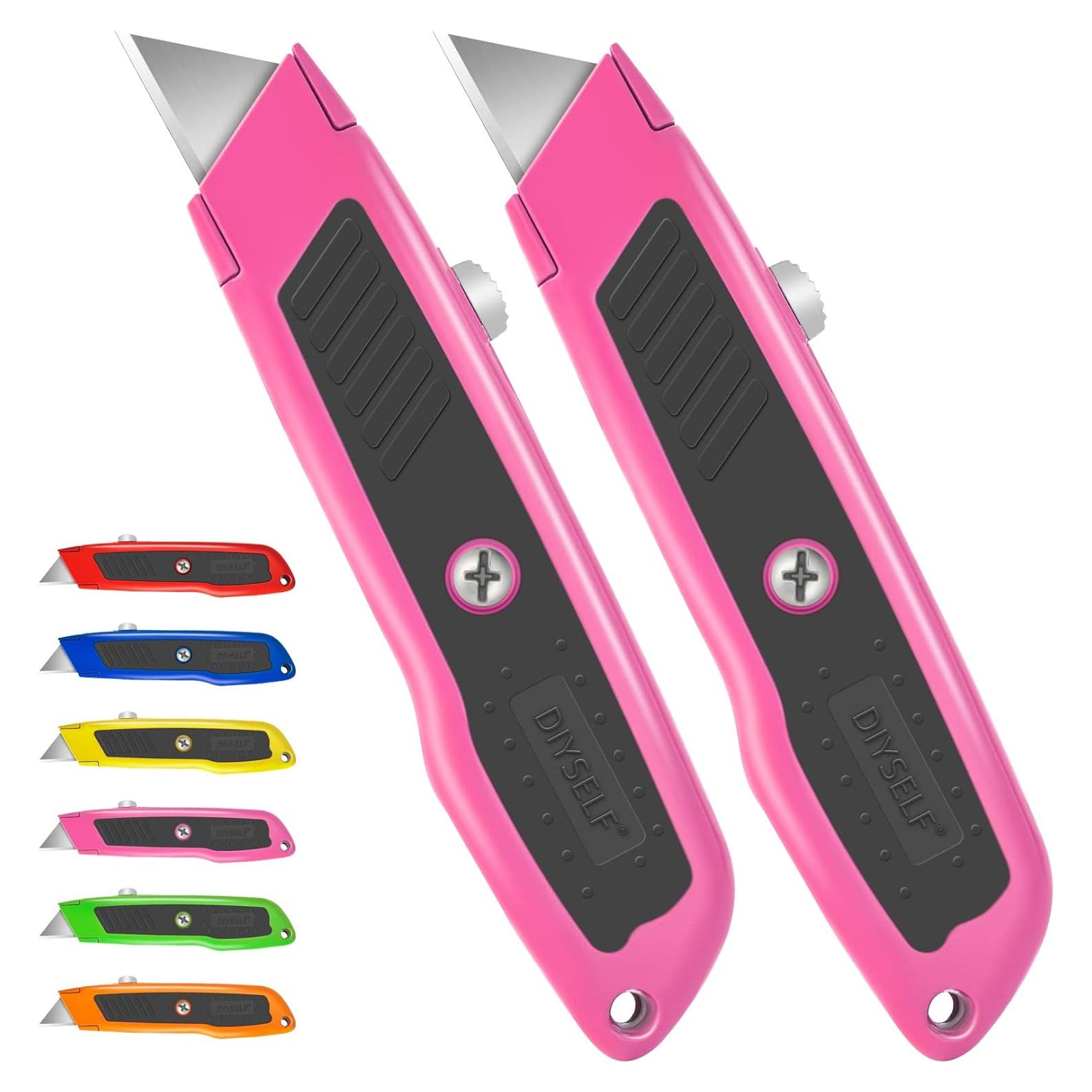 Cuchillo Cortador Retráctil DIYSELF 2 Paquete Rosa Ergonómico