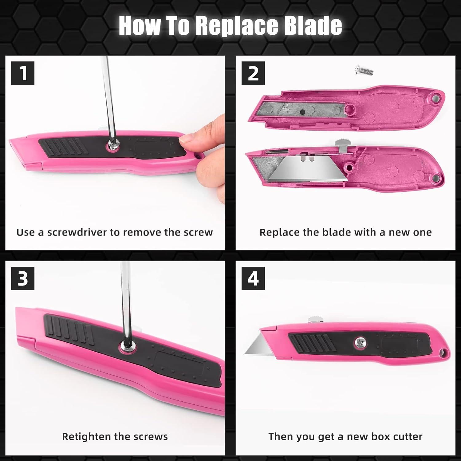 Cuchillo Cortador Retráctil DIYSELF 2 Paquete Rosa Ergonómico