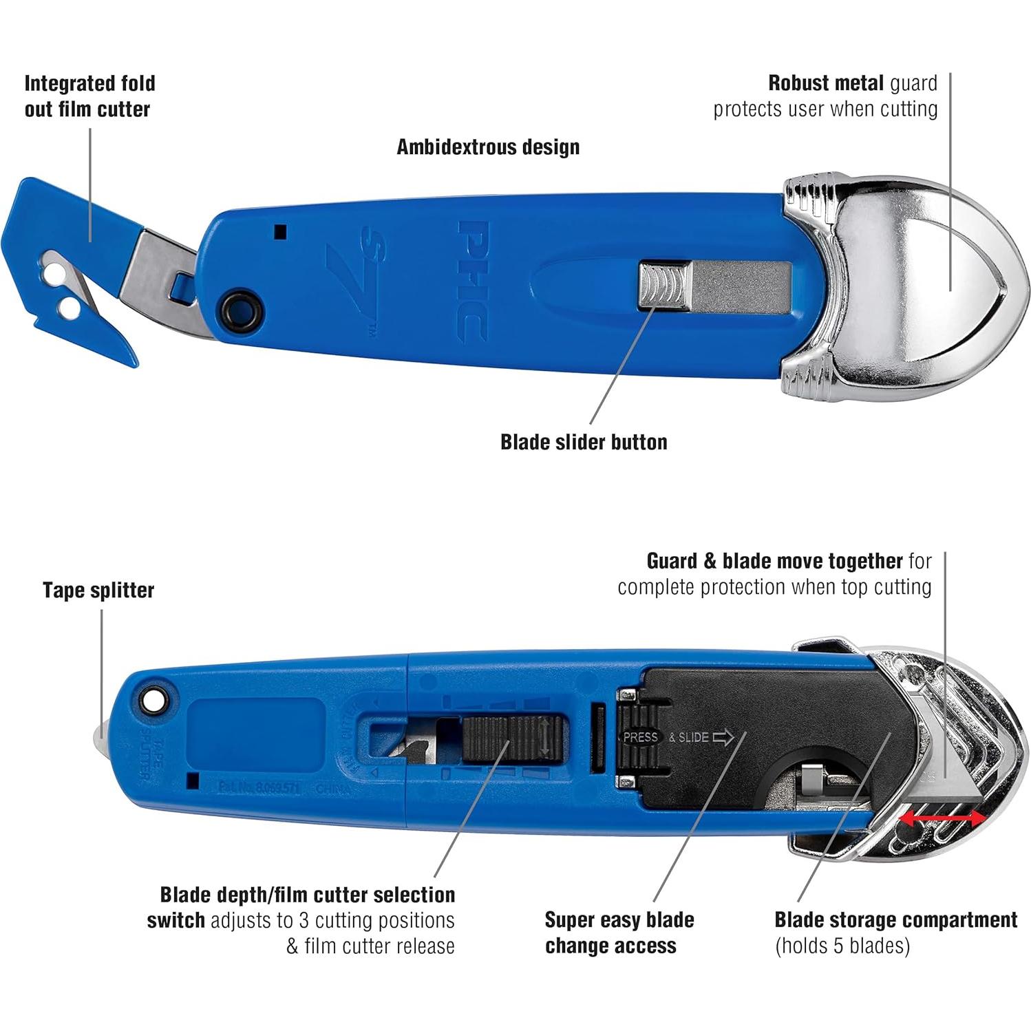 Cortador de Seguridad Pacific Handy Cutter S7 3-en-1 Azul