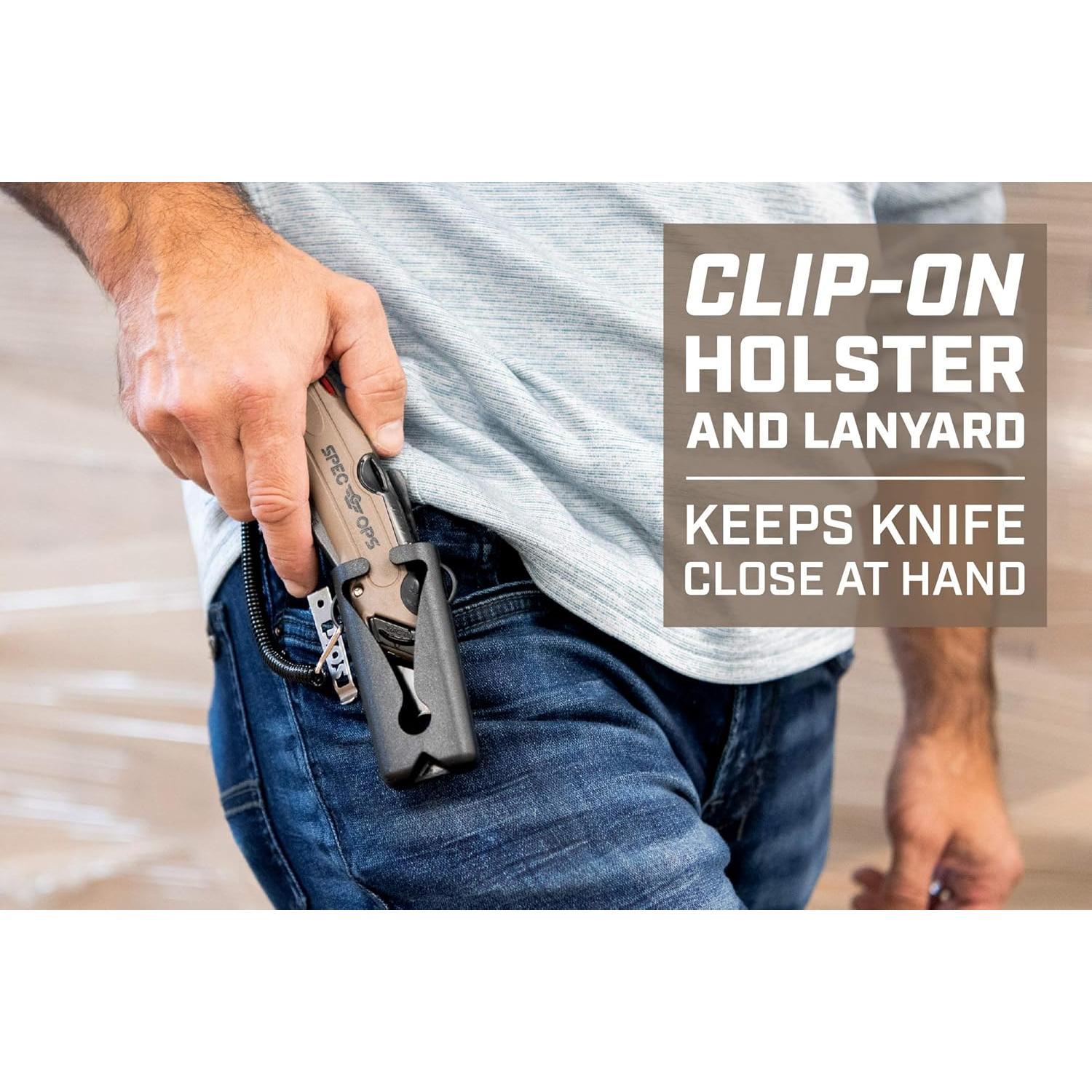 Cuchillo de Seguridad Spec Ops Retráctil con Funda y Cordón