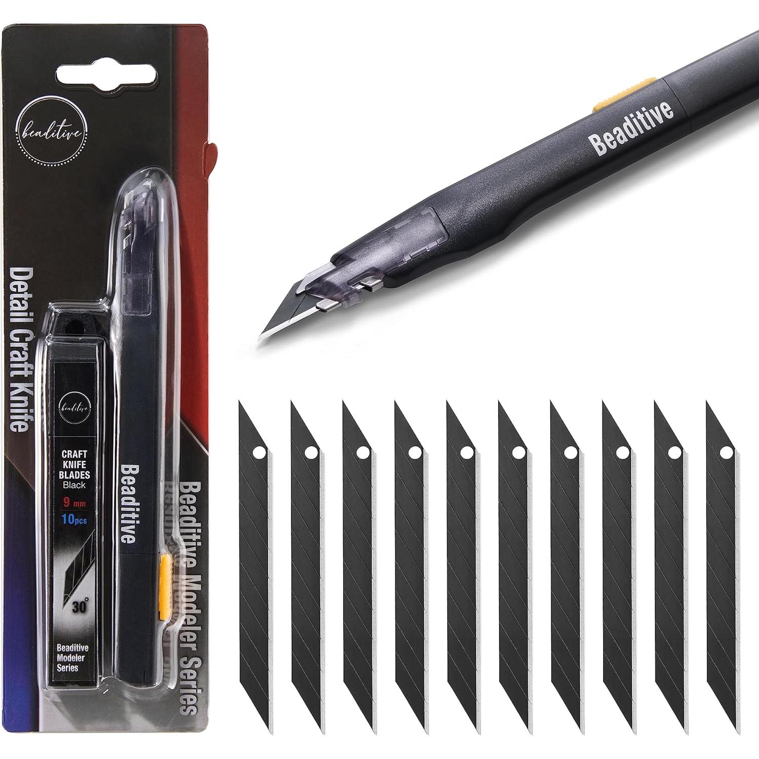 Cuchillo de Detalle Beaditive con 10 Cuchillas Negras