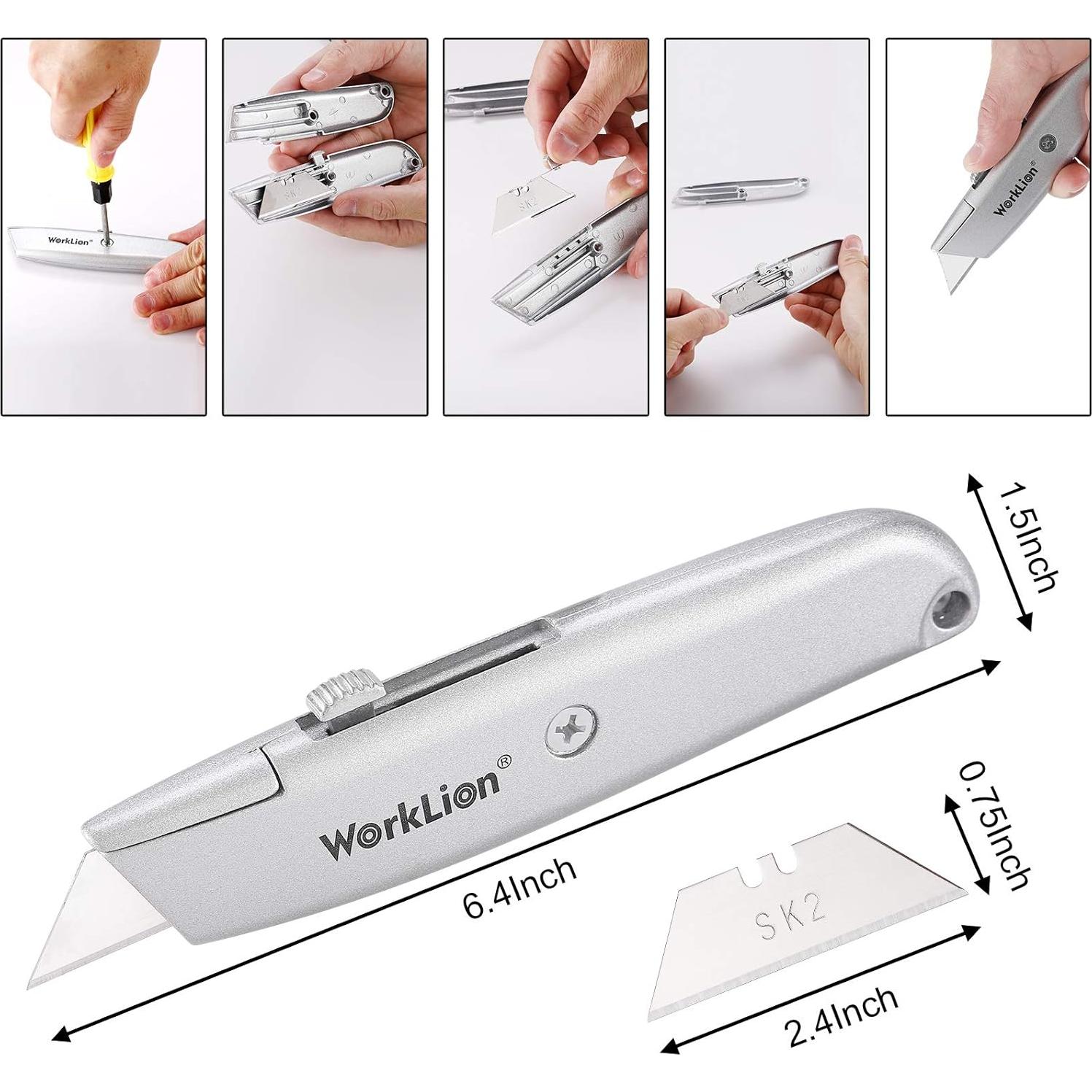 Cuchillo Utility Retráctil WORKLION con 5 Cuchillas Repuesto