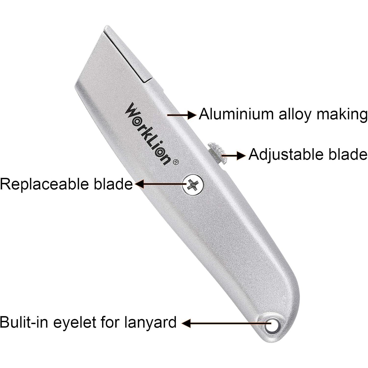 Cuchillo Utility Retráctil WORKLION con 5 Cuchillas Repuesto