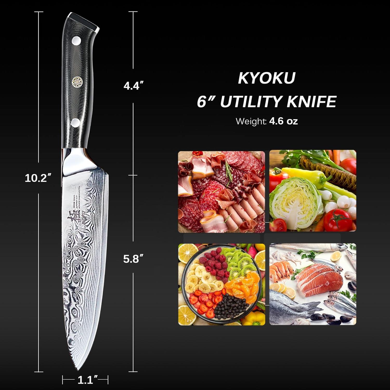 Cuchillo de Utilidad KYOKU 15.24 cm Acero Japonés VG10 Damasco