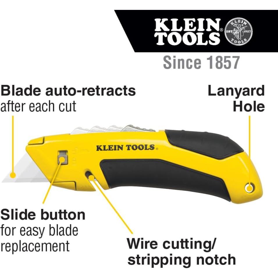 Cuchillo Utility Klein Tools 44136 Retráctil 14.6 cm Amarillo