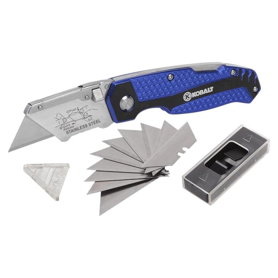 Cuchillo Utility Kobalt Plegable con 11 Cuchillas de Acero Inoxidable