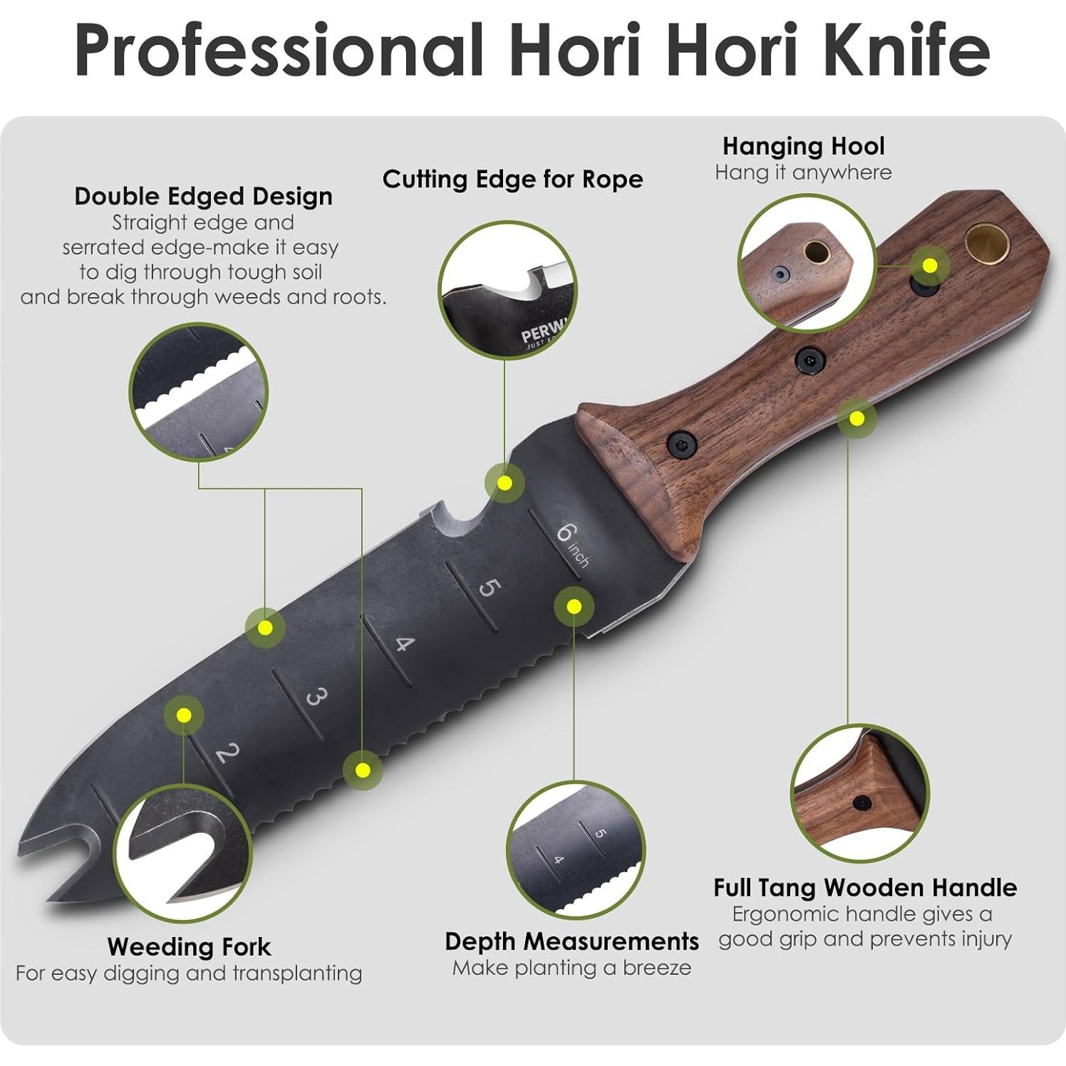 Cuchillo de Jardín Hori Hori PERWIN 30.73 cm Acero Inoxidable