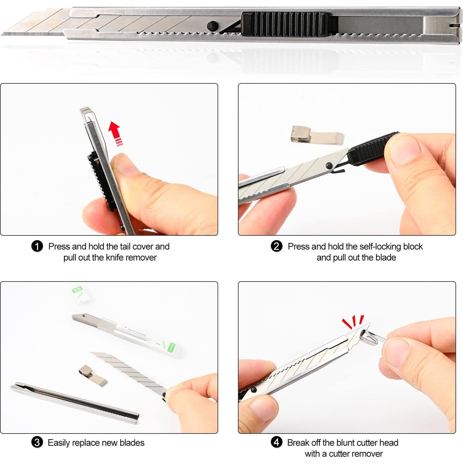 Cuchillo Utilitario Retráctil FOSHIO 3 Piezas 9mm 30°