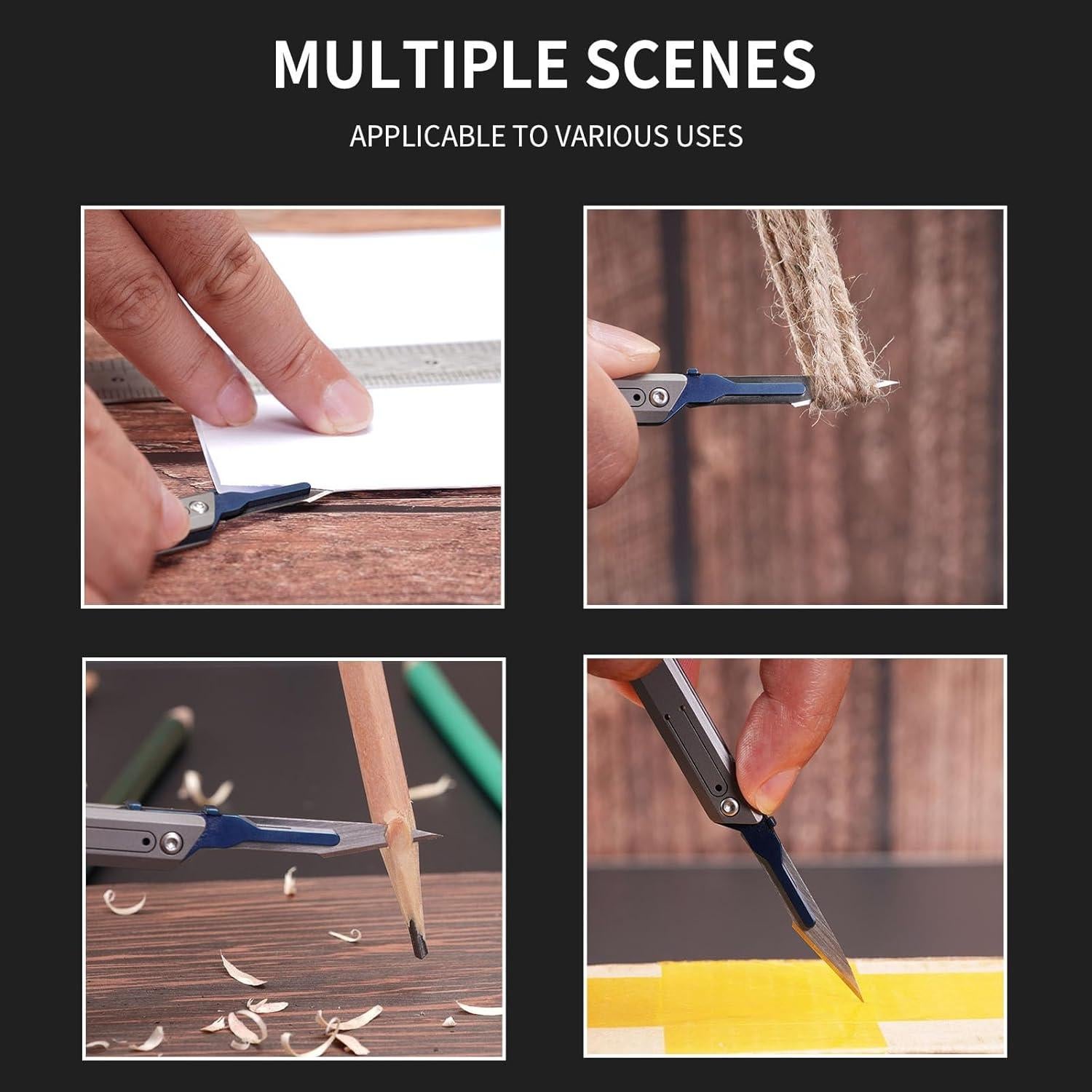 Cuchillo Utilitario Plegable TikiDesign TKK3 Titanio EDC 10 Cuchillas