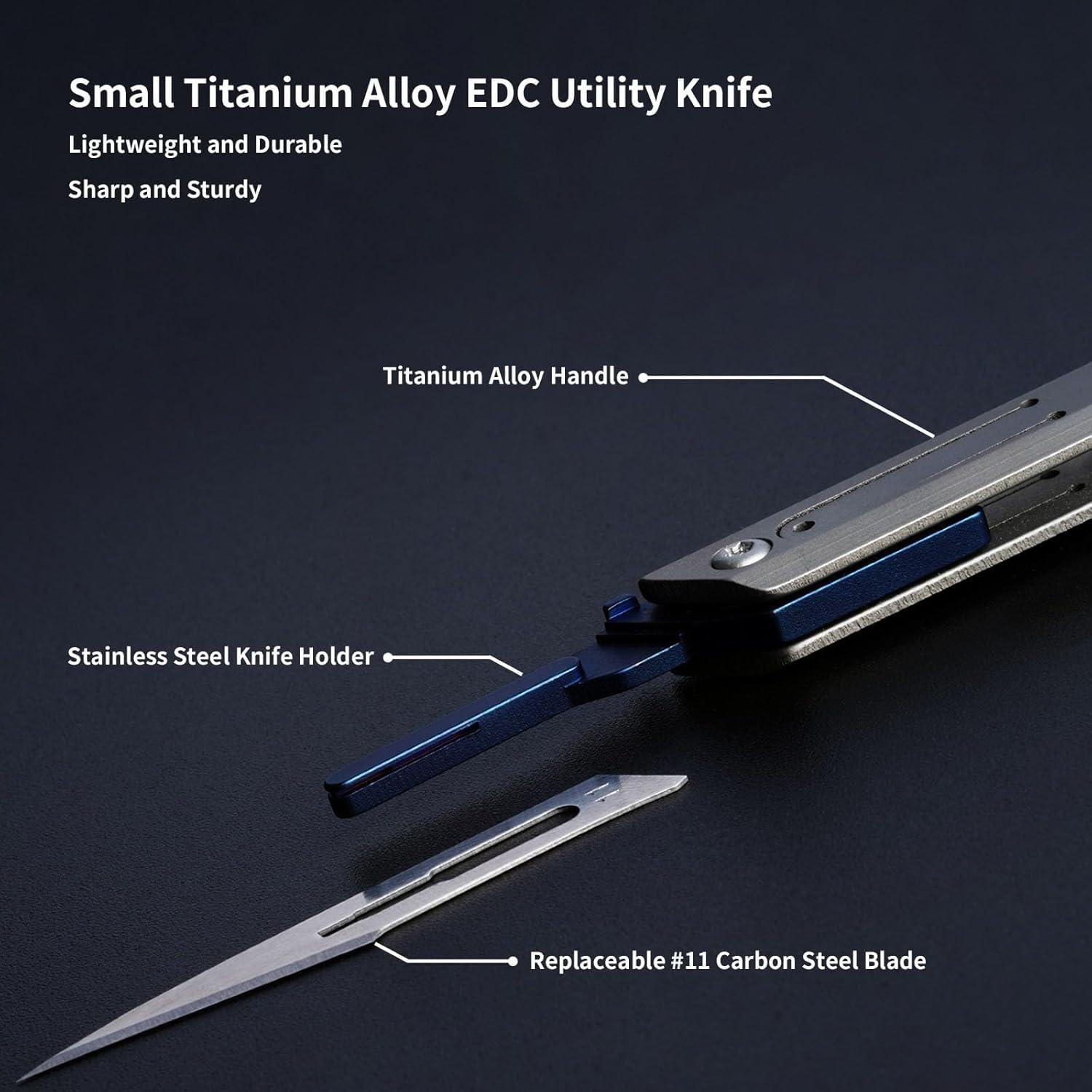 Cuchillo Utilitario Plegable TikiDesign TKK3 Titanio EDC 10 Cuchillas