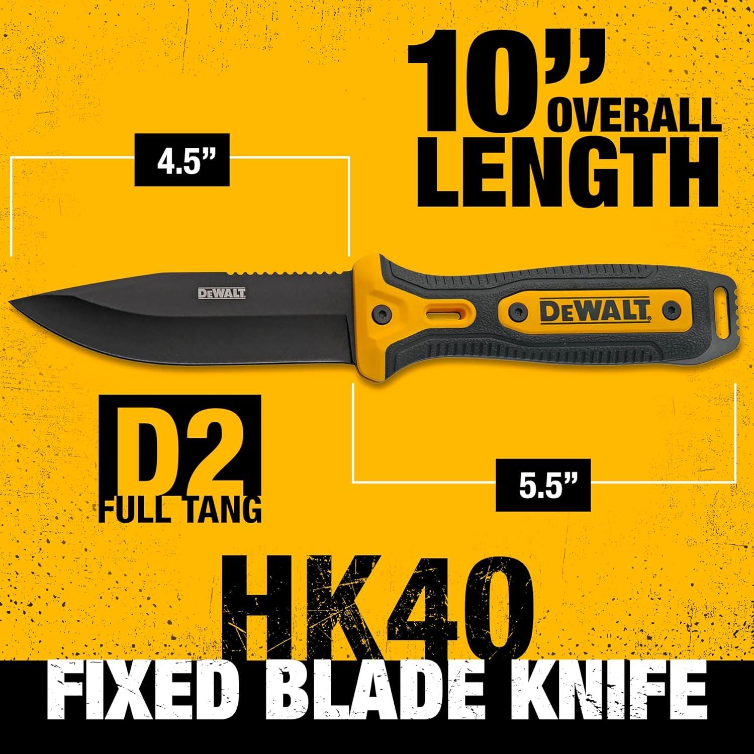 Cuchillo Fijo DEWALT D2 25.4 cm con Funda - Utilitario EDC