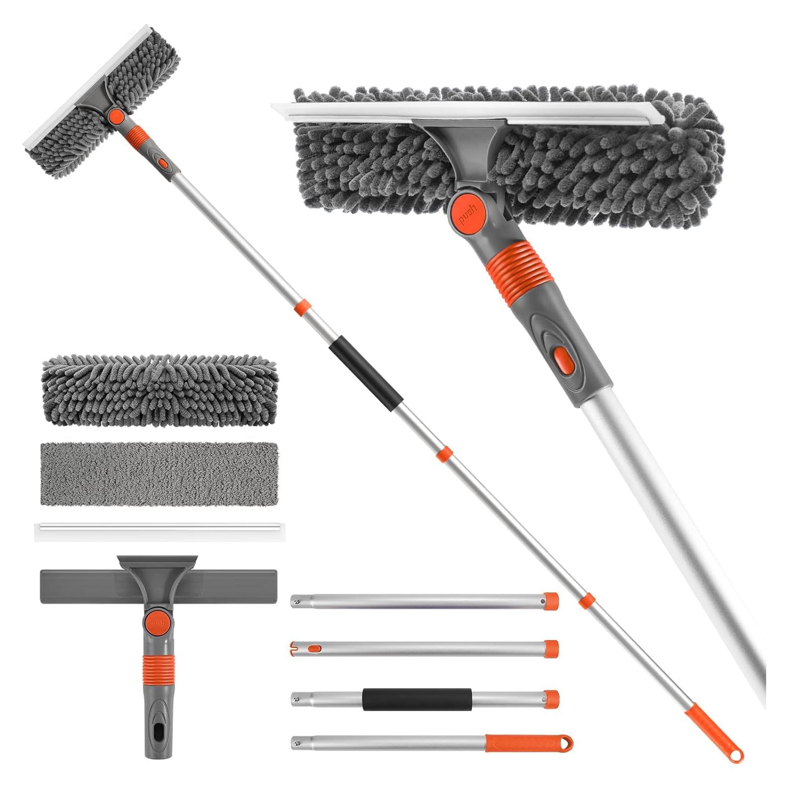 Kit de Limpieza de Ventanas Ordenado 2 en 1 con Polo Extensible