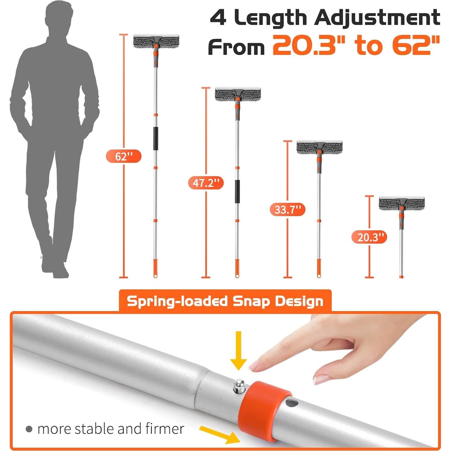 Kit de Limpieza de Ventanas Ordenado 2 en 1 con Polo Extensible