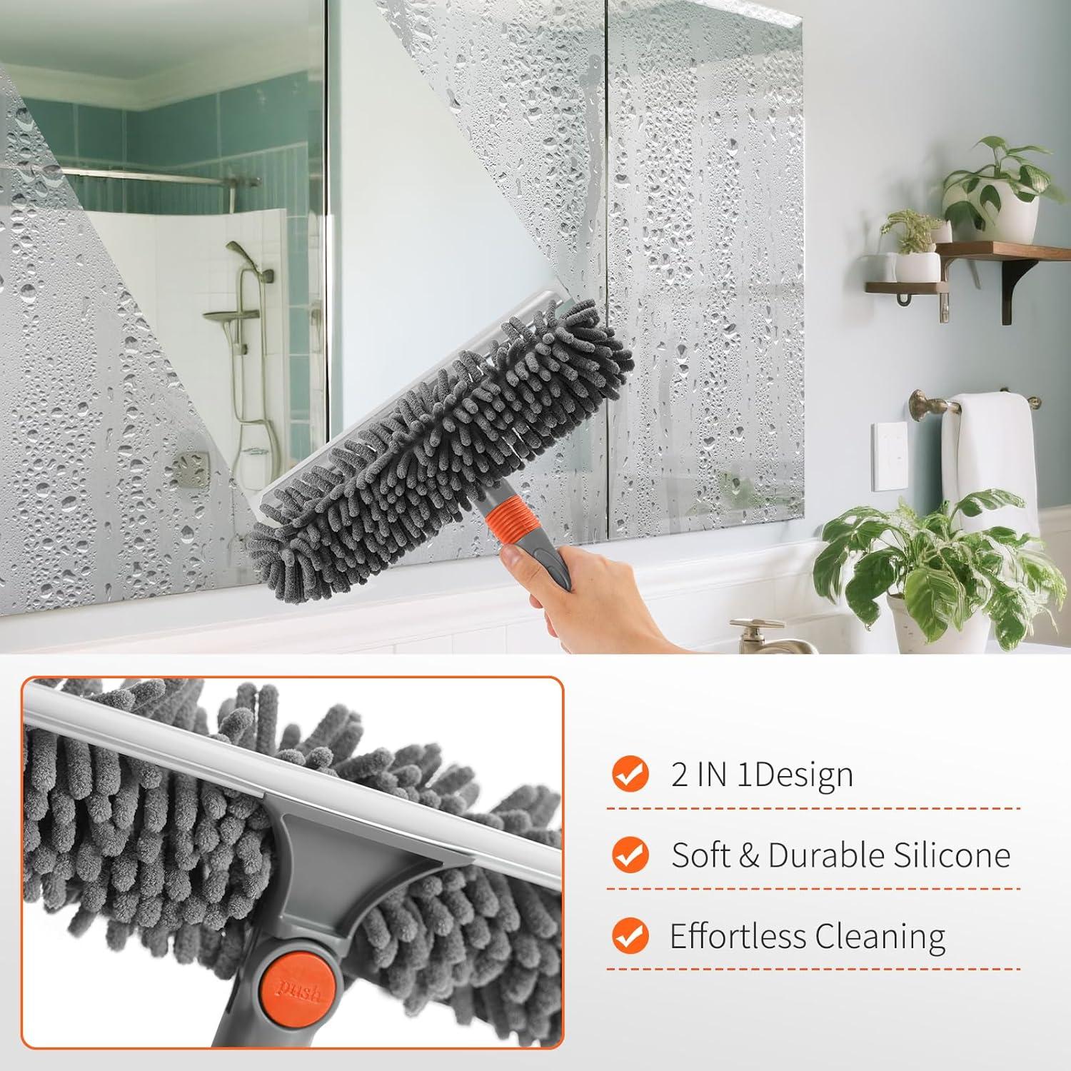 Kit de Limpieza de Ventanas Ordenado 2 en 1 con Polo Extensible