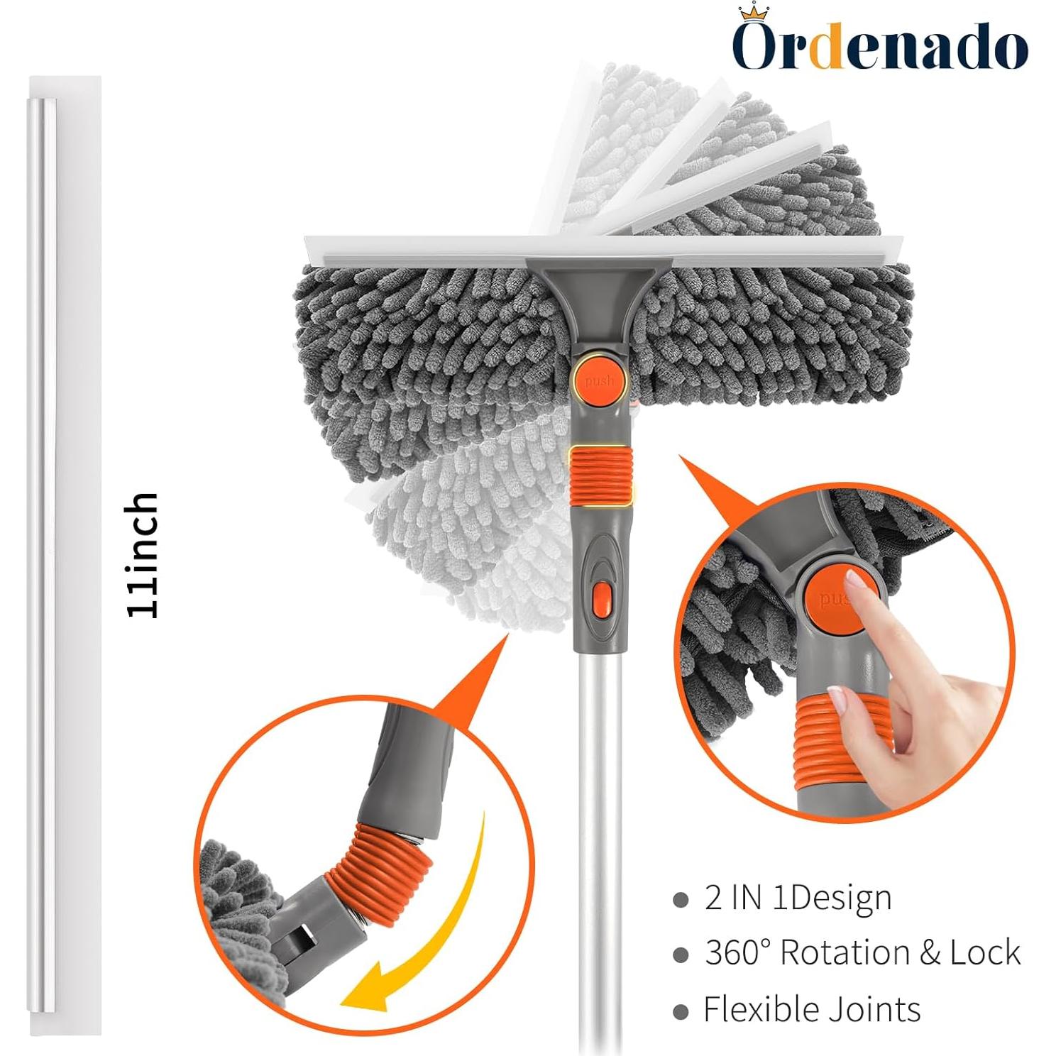 Kit de Limpieza de Ventanas Ordenado 2 en 1 con Polo Extensible