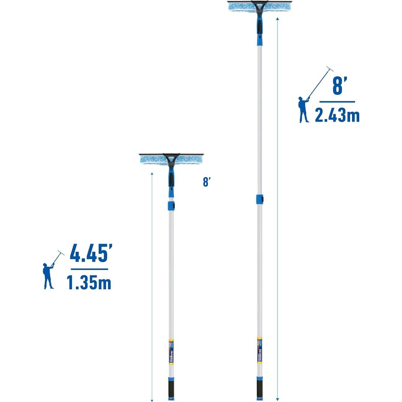 Limpiacristales 2-en-1 Unger Professional con Poste Telescópico 2.44 m
