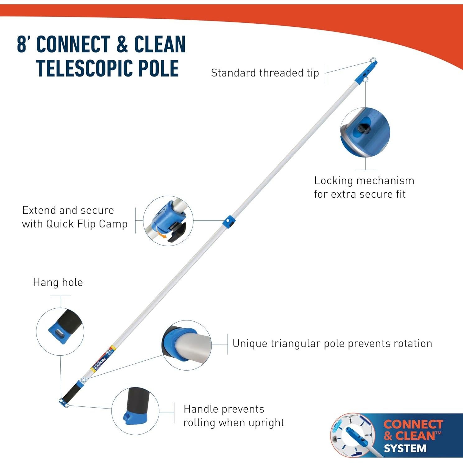 Limpiacristales 2-en-1 Unger Professional con Poste Telescópico 2.44 m