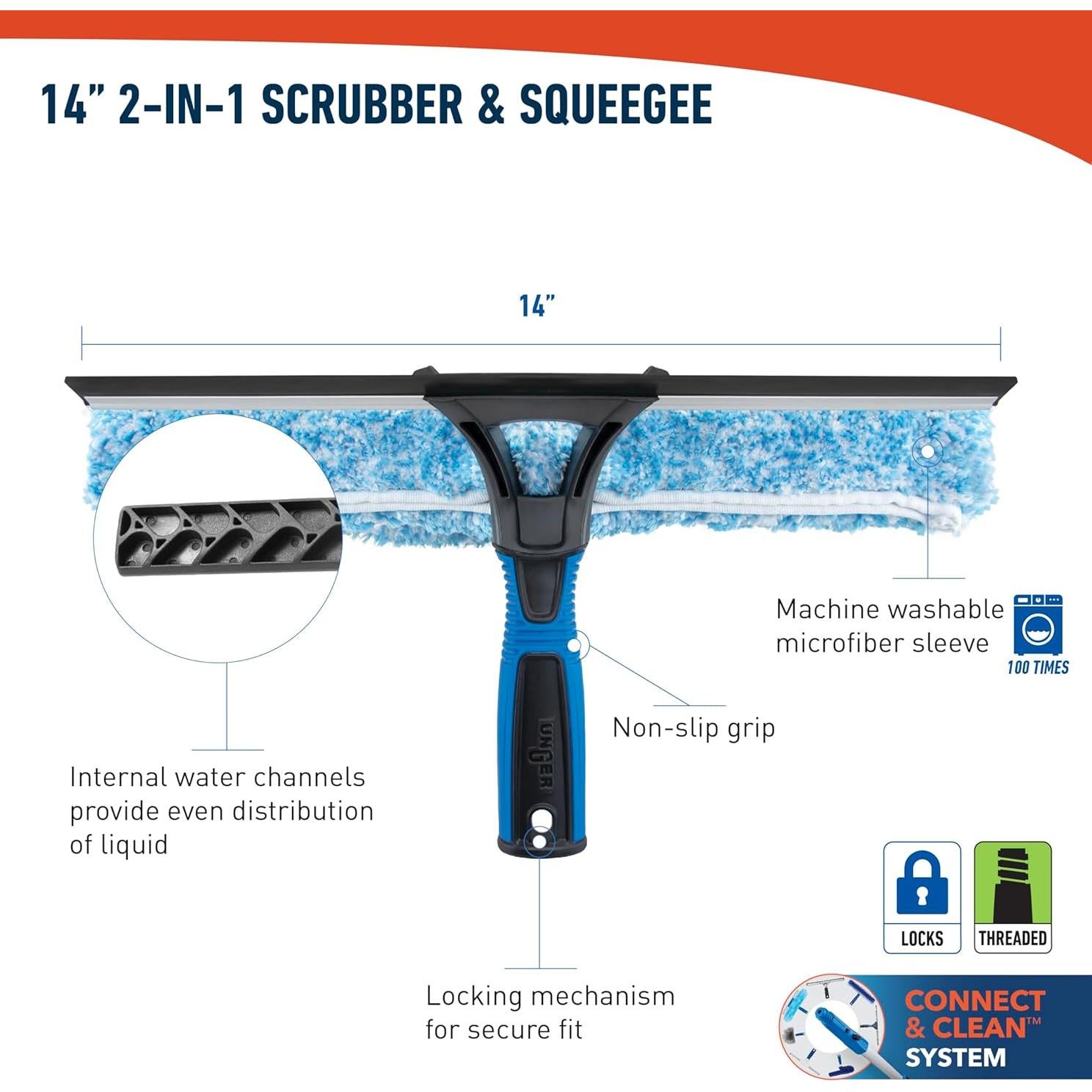 Limpiacristales 2-en-1 Unger Professional con Poste Telescópico 2.44 m