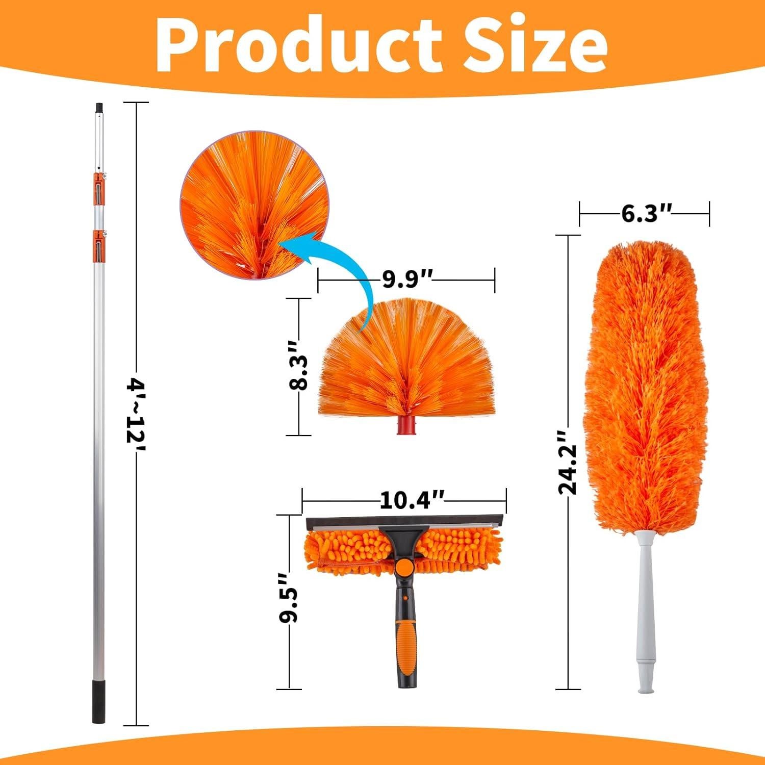 Kit de Plumero Extensible Outvita 1.22-3.66 m con Cabezal 3-en-1