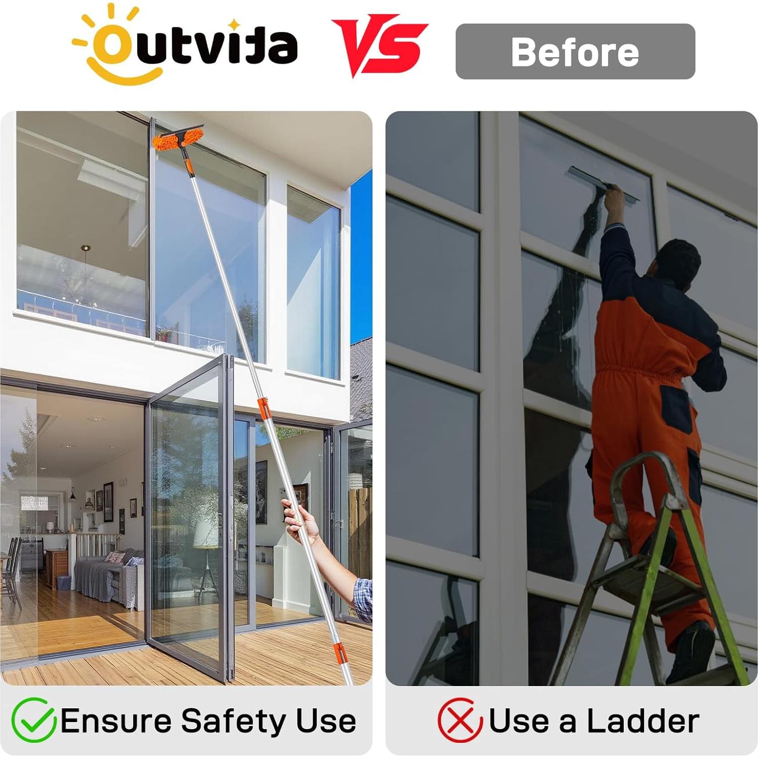 Kit de Plumero Extensible Outvita 1.22-3.66 m con Cabezal 3-en-1