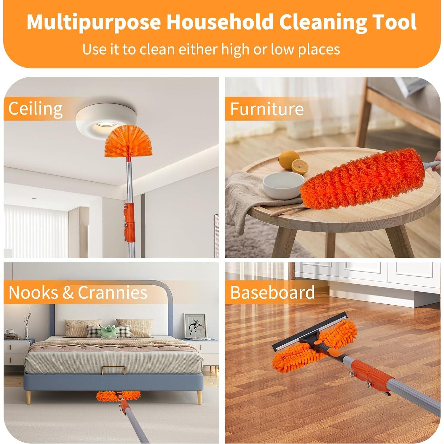 Kit de Plumero Extensible Outvita 1.22-3.66 m con Cabezal 3-en-1