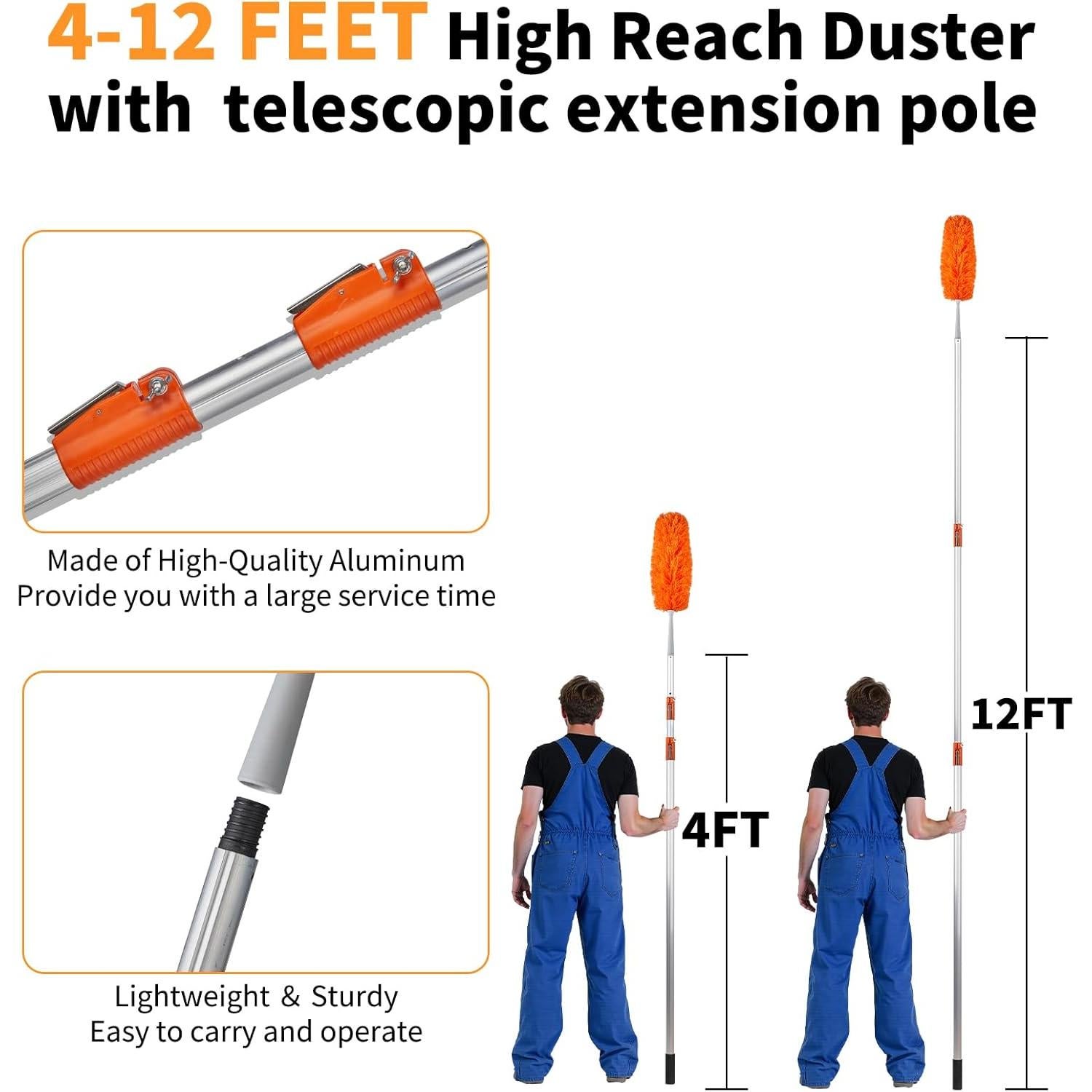 Kit de Plumero Extensible Outvita 1.22-3.66 m con Cabezal 3-en-1