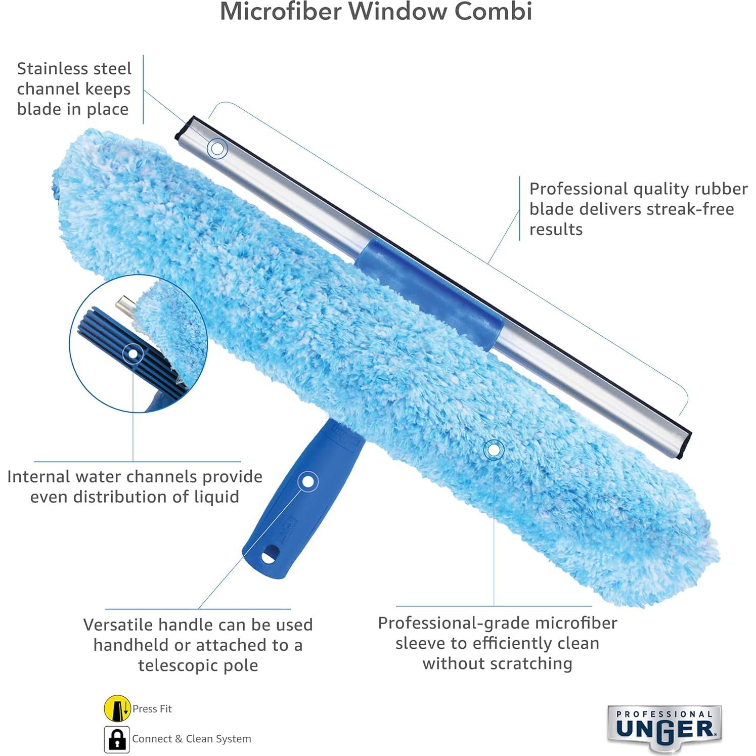 Limpiador de Ventanas 2-en-1 Unger 25.4 cm Microfibra y Raspador