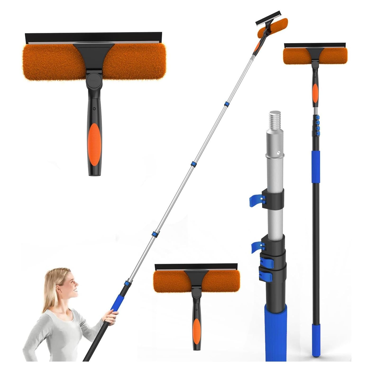 Raspador de Ventanas 2 en 1 SKGPOLE con Polo Telescópico 5-19 pies