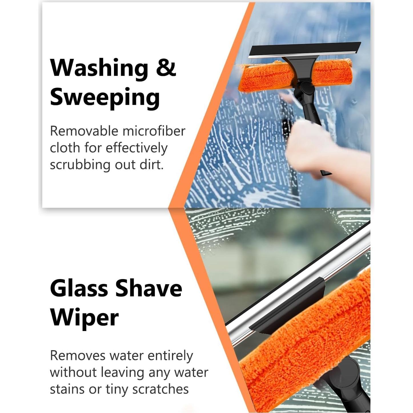 Raspador de Ventanas 2 en 1 SKGPOLE con Polo Telescópico 5-19 pies