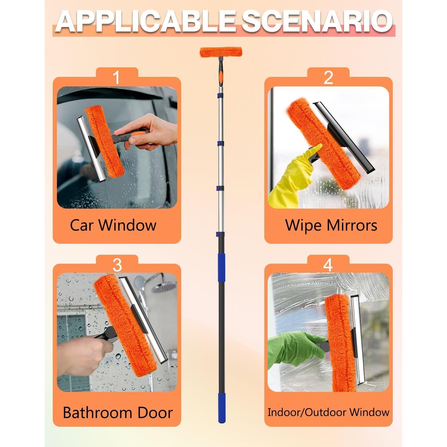 Raspador de Ventanas 2 en 1 SKGPOLE con Polo Telescópico 5-19 pies