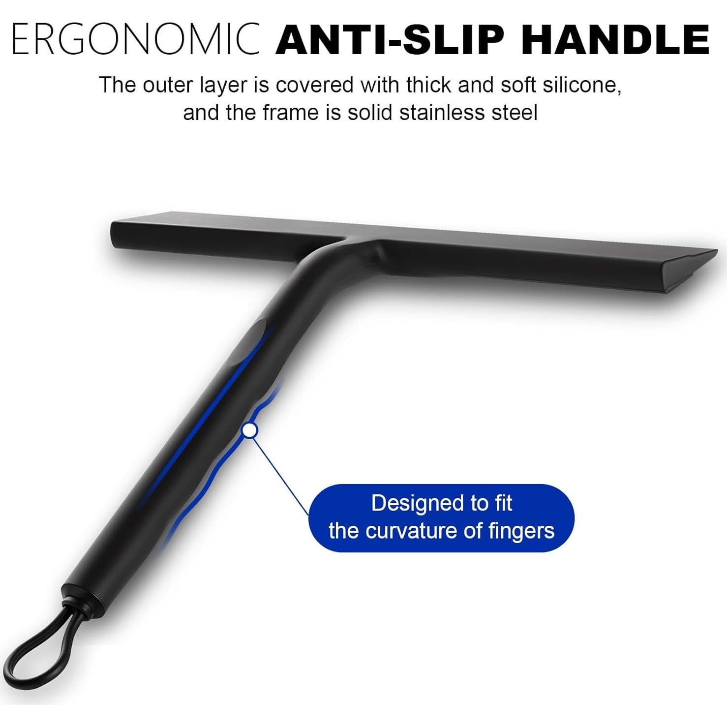 Raspador de Ducha Wlich 21.6 cm Silicona y Acero Inoxidable