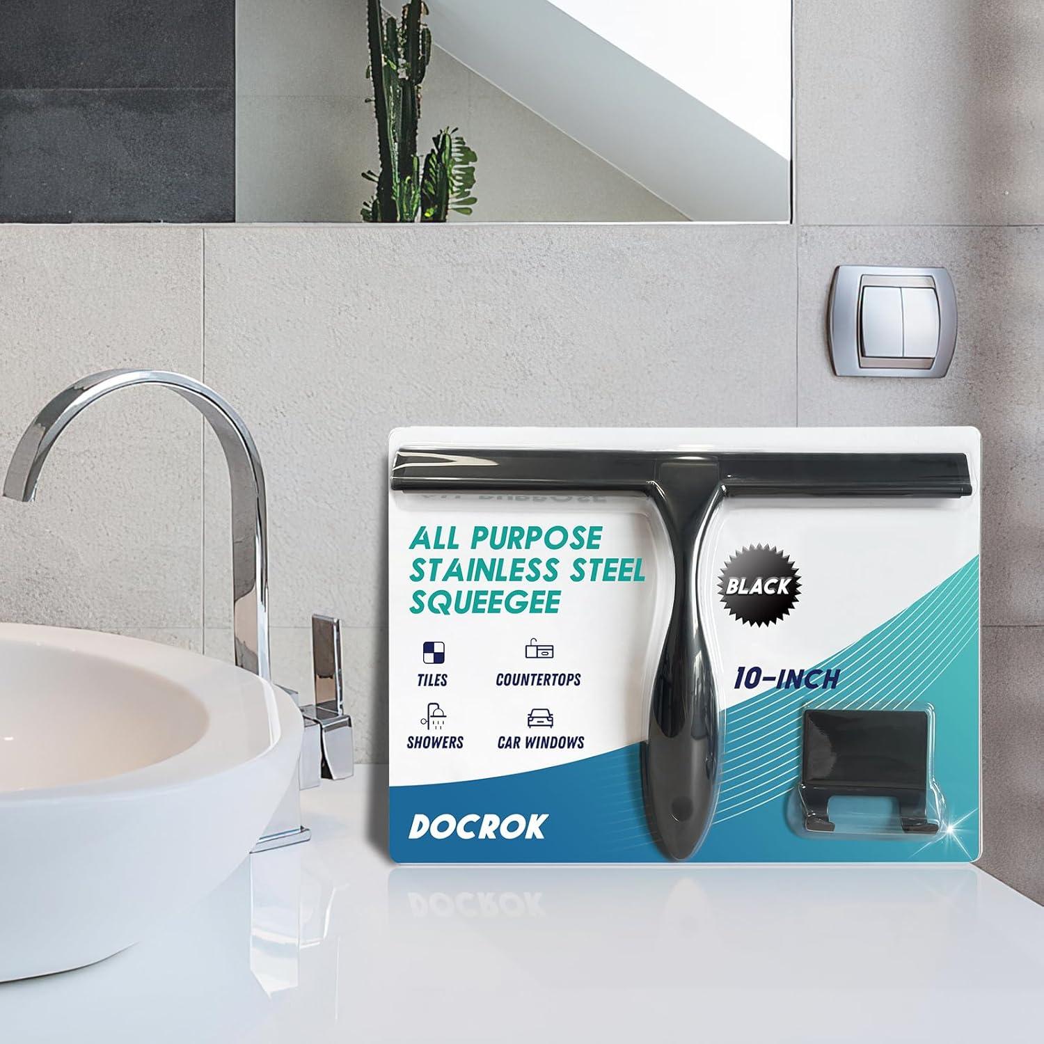 Limpiaparabrisas de Ducha Docrok 25.4 cm Acero Inoxidable Negro