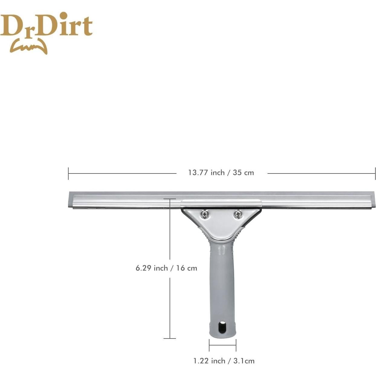 Limpiacristales DrDirt 35 cm, acero inoxidable, mango ergonómico