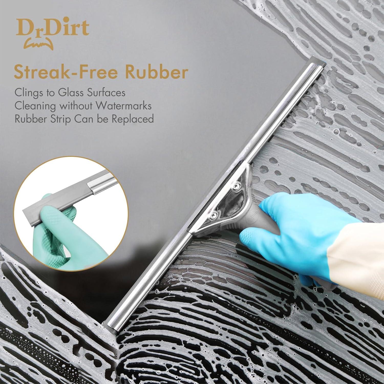 Limpiacristales DrDirt 35 cm, acero inoxidable, mango ergonómico