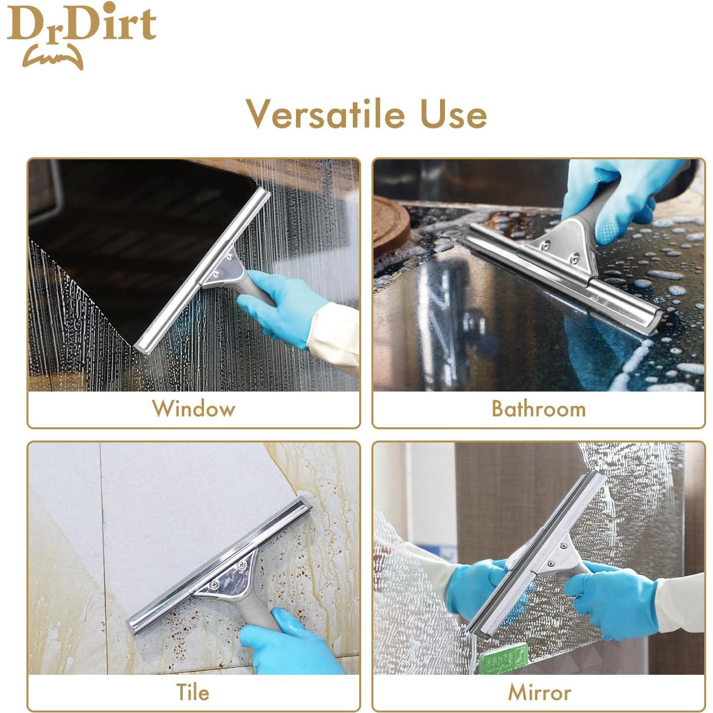 Limpiacristales DrDirt 35 cm, acero inoxidable, mango ergonómico