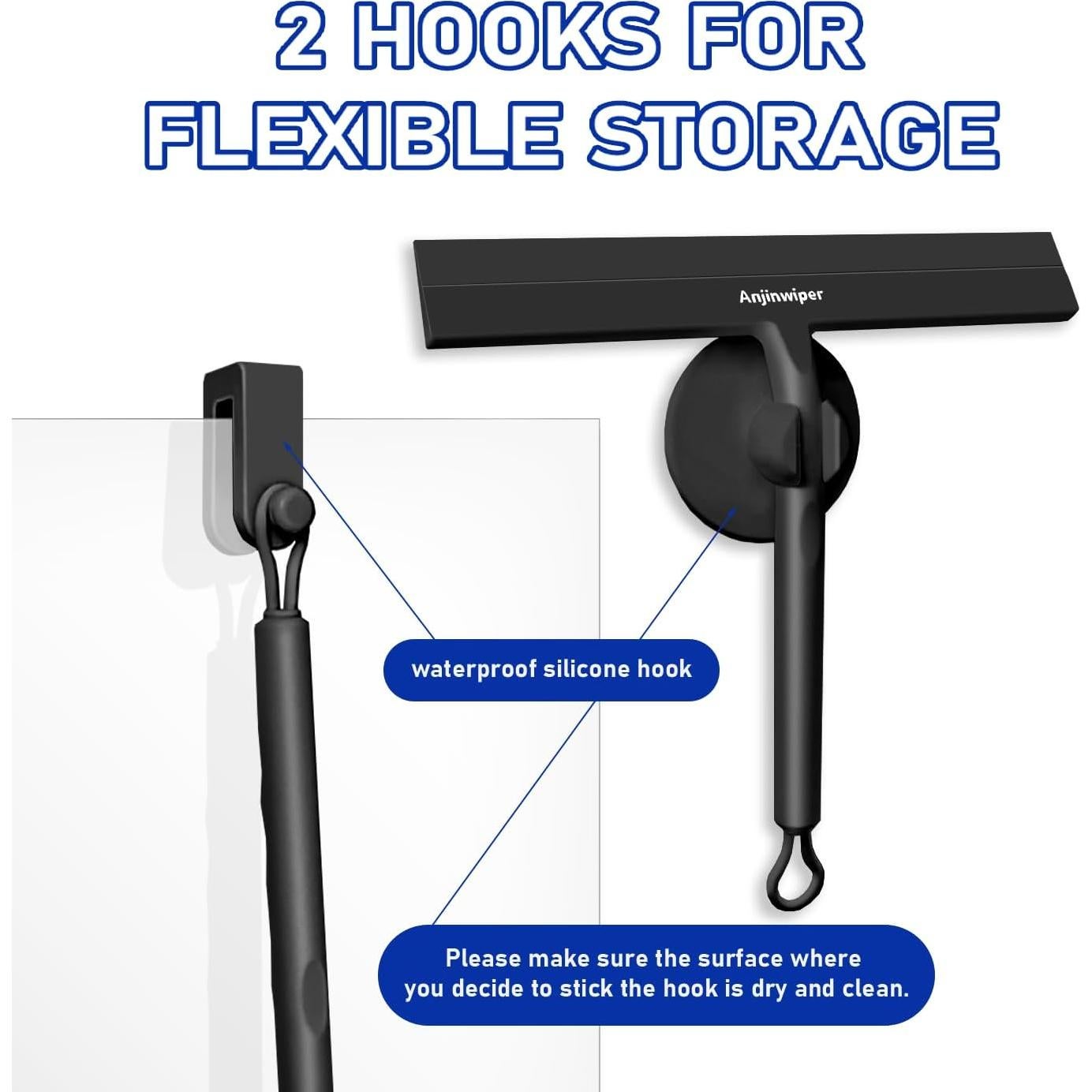 Raspador de Ducha Anjinwiper 21.84 cm Negro Multiusos