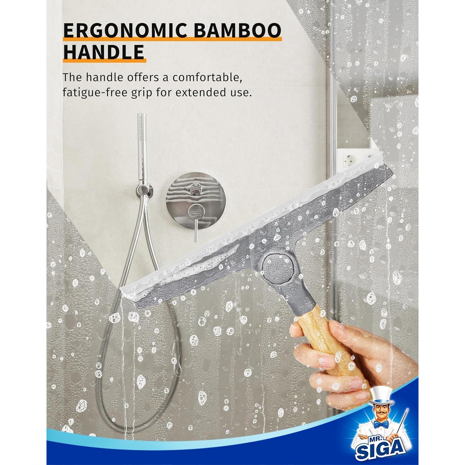 Limpiaparabrisas de Silicona MR.SIGA 25.4 cm con Mango de Bambú