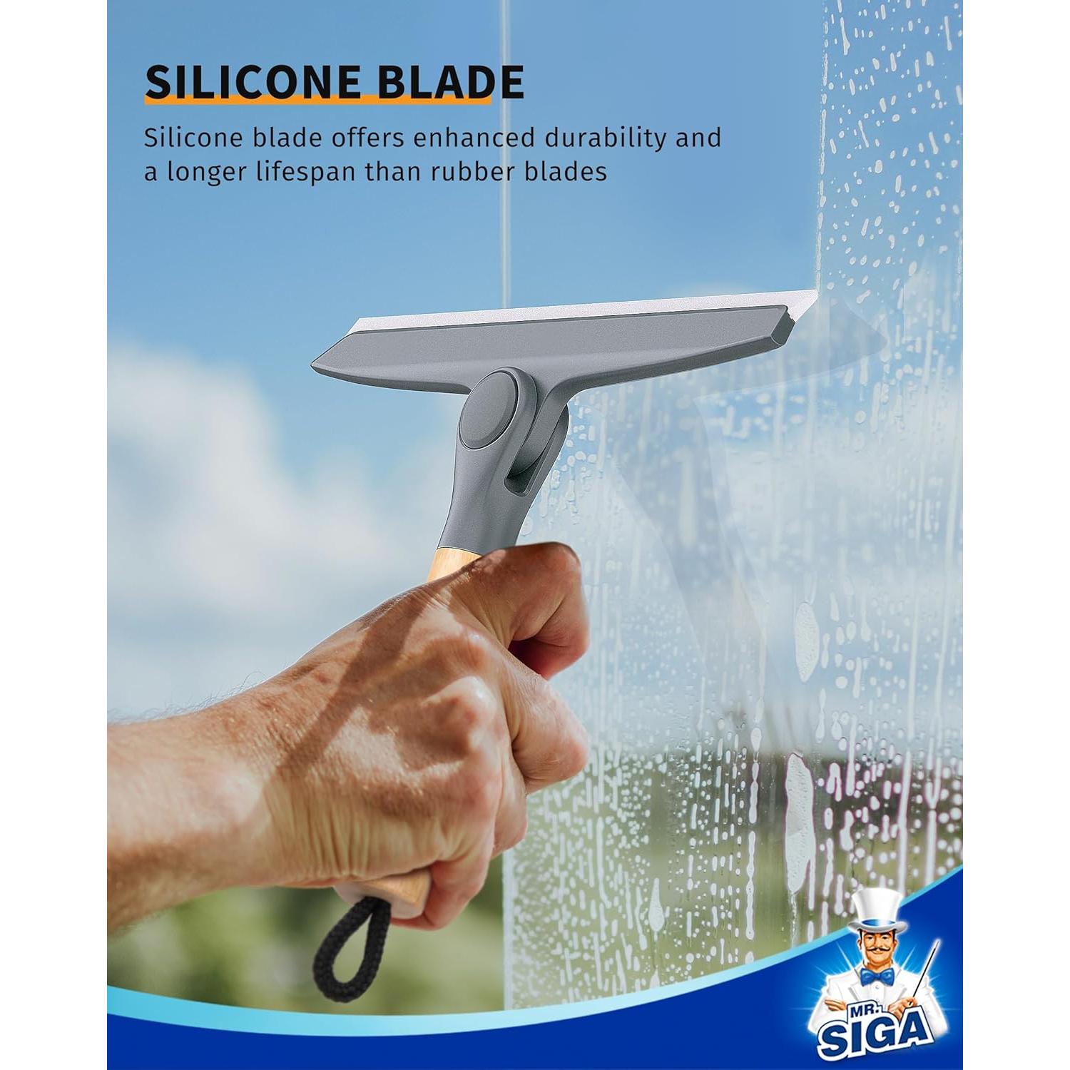 Limpiaparabrisas de Silicona MR.SIGA 25.4 cm con Mango de Bambú