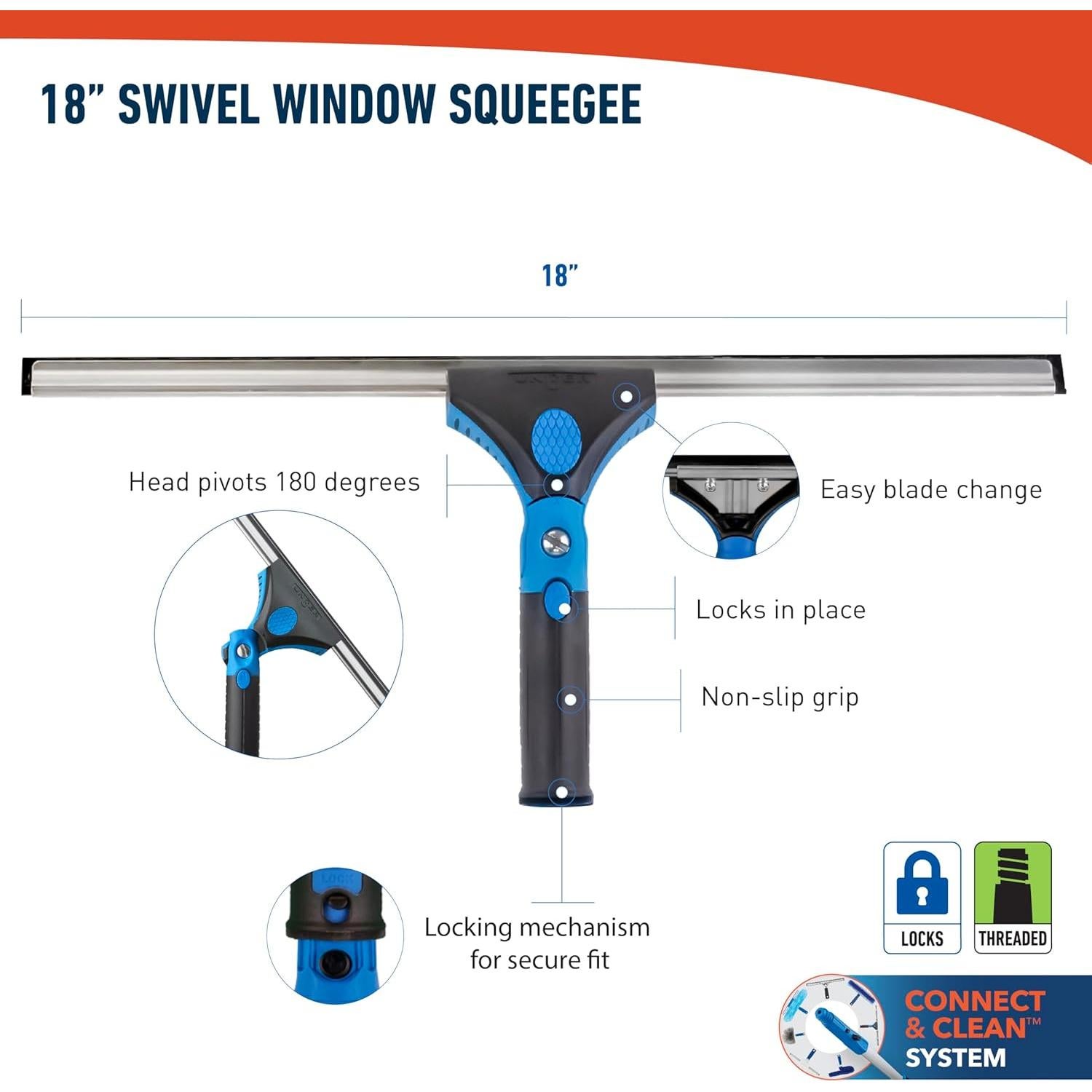 Limpiaparabrisas Profesional Unger 18" con Palo 2.44m