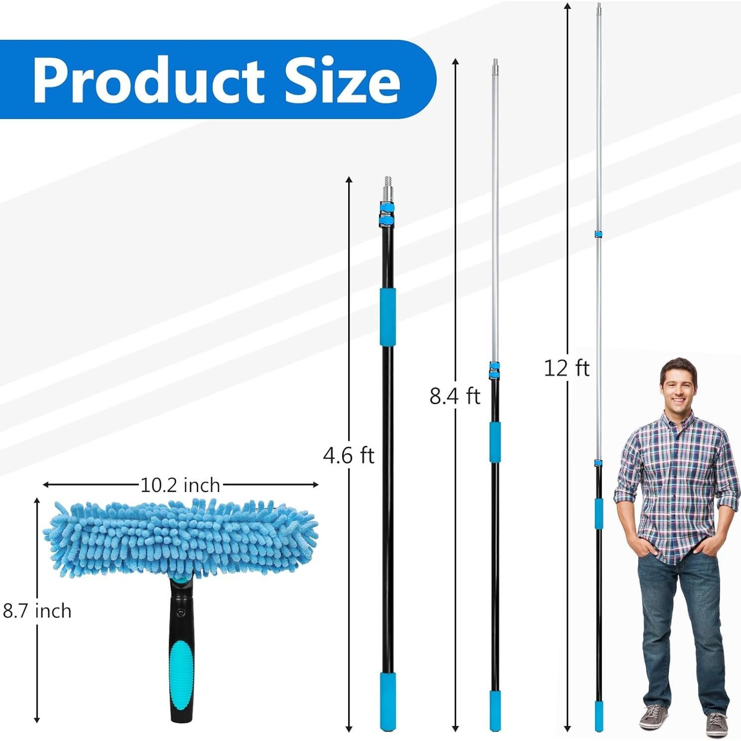 Kit de Limpieza de Ventanas MAVRIZ 2 en 1 con Polo Extensible 3.66m
