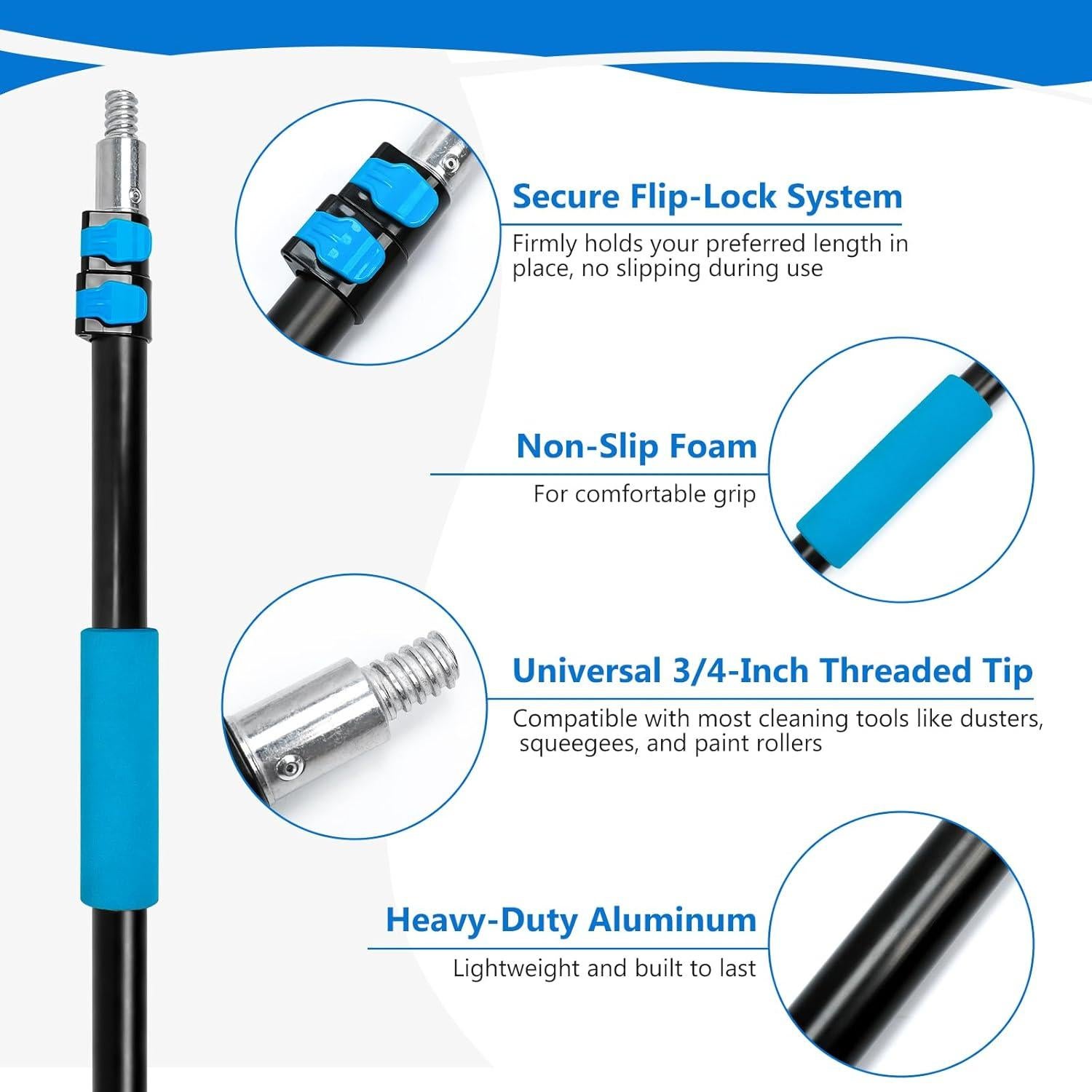 Kit de Limpieza de Ventanas MAVRIZ 2 en 1 con Polo Extensible 3.66m