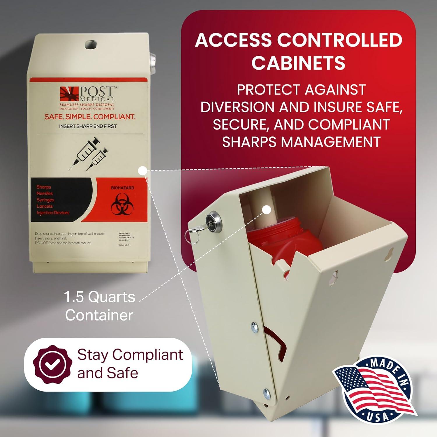 Juego de Eliminación de Agujas Post Medical con Gabinete 1.5L