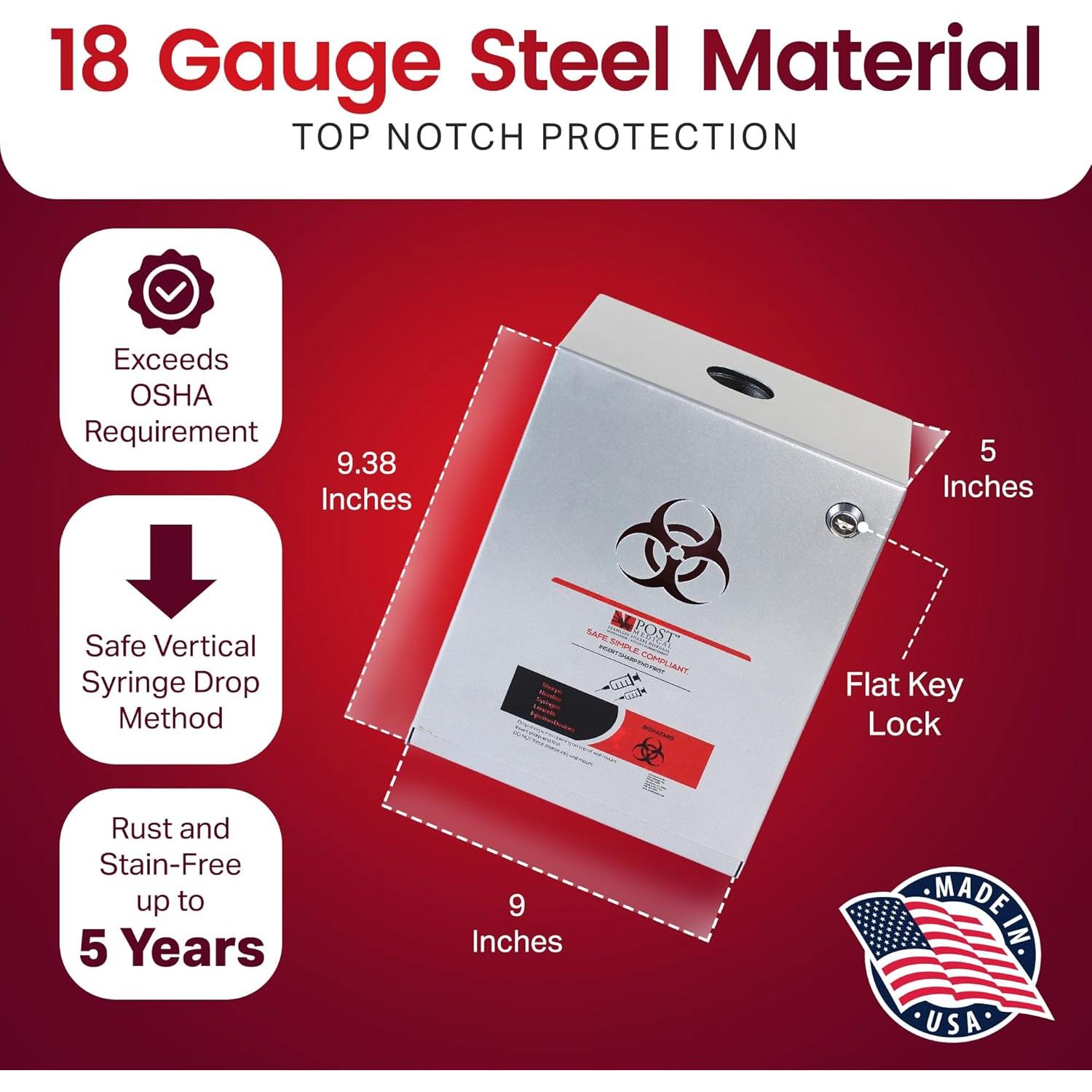 Juego de gabinete de pared con contenedor de agujas Conseal 1 galón